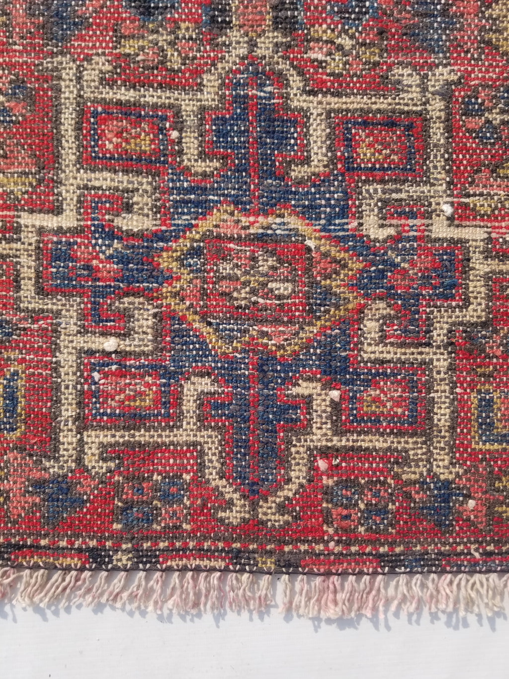 Antique Traditional Handmade Kazakh Wool Multicolor Rug 95x57cm