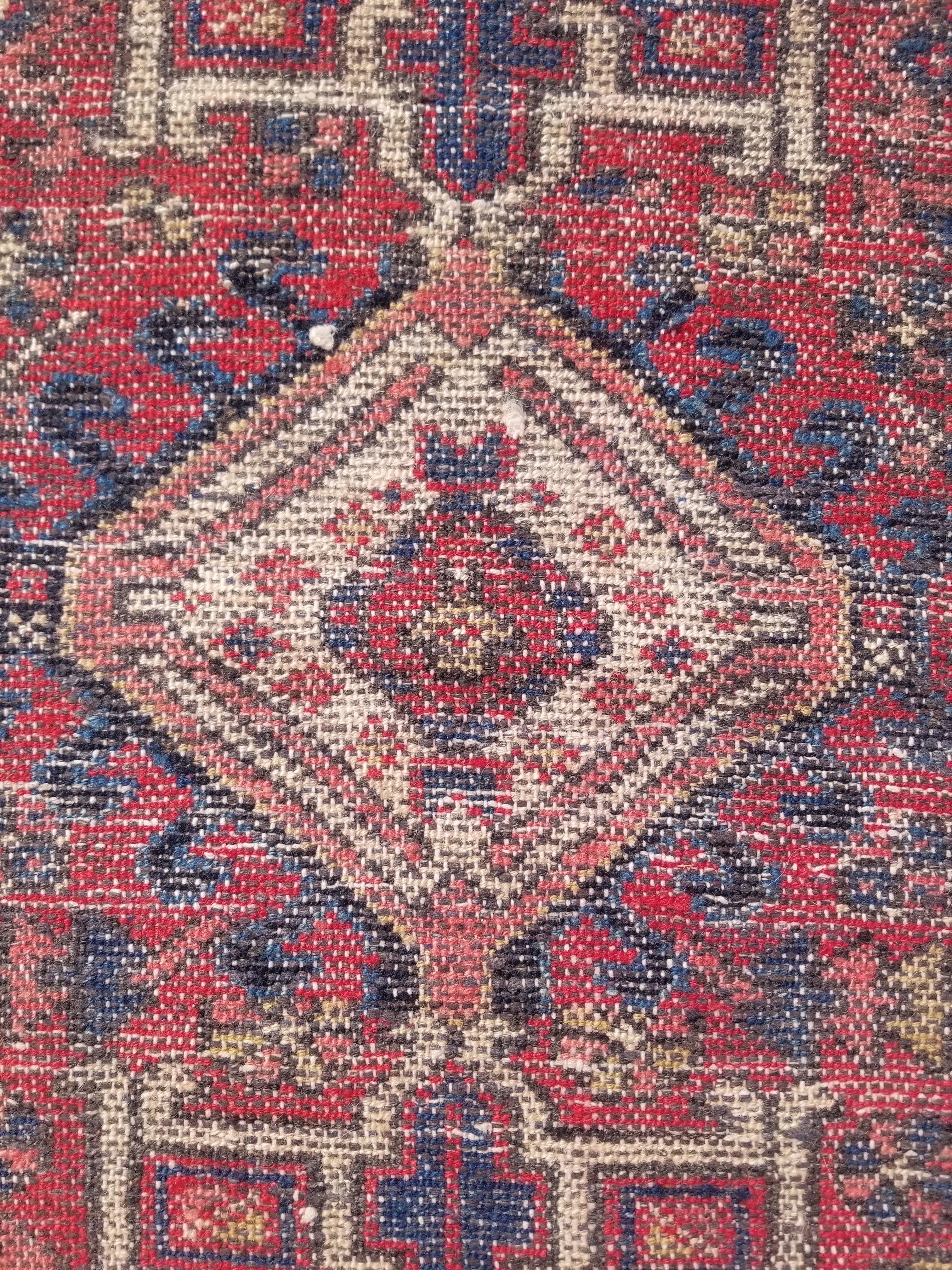 Antique Traditional Handmade Kazakh Wool Multicolor Rug 95x57cm