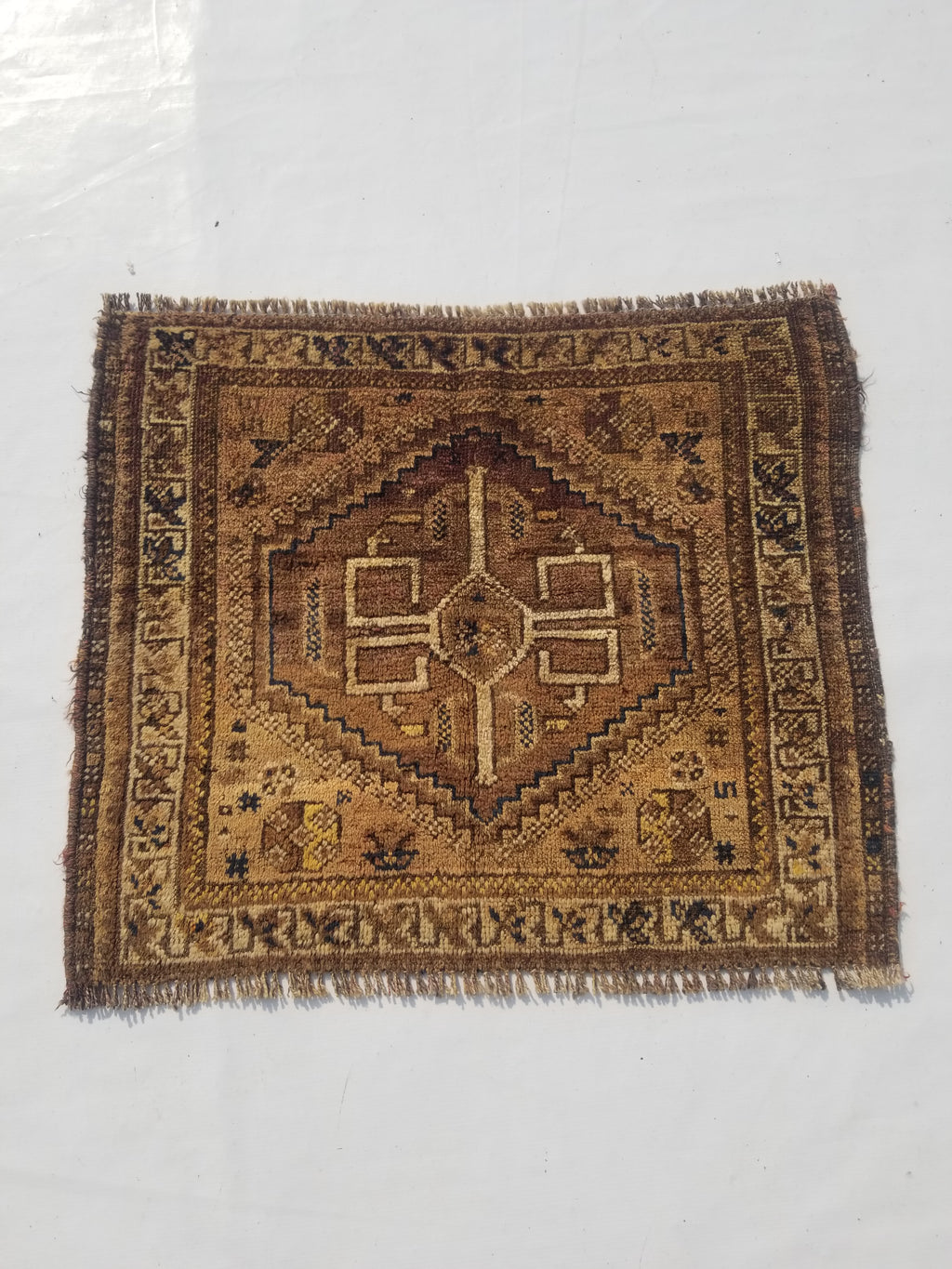 Antique Traditional Handmade Oriental Wool Multicolor Rug 77x62cm