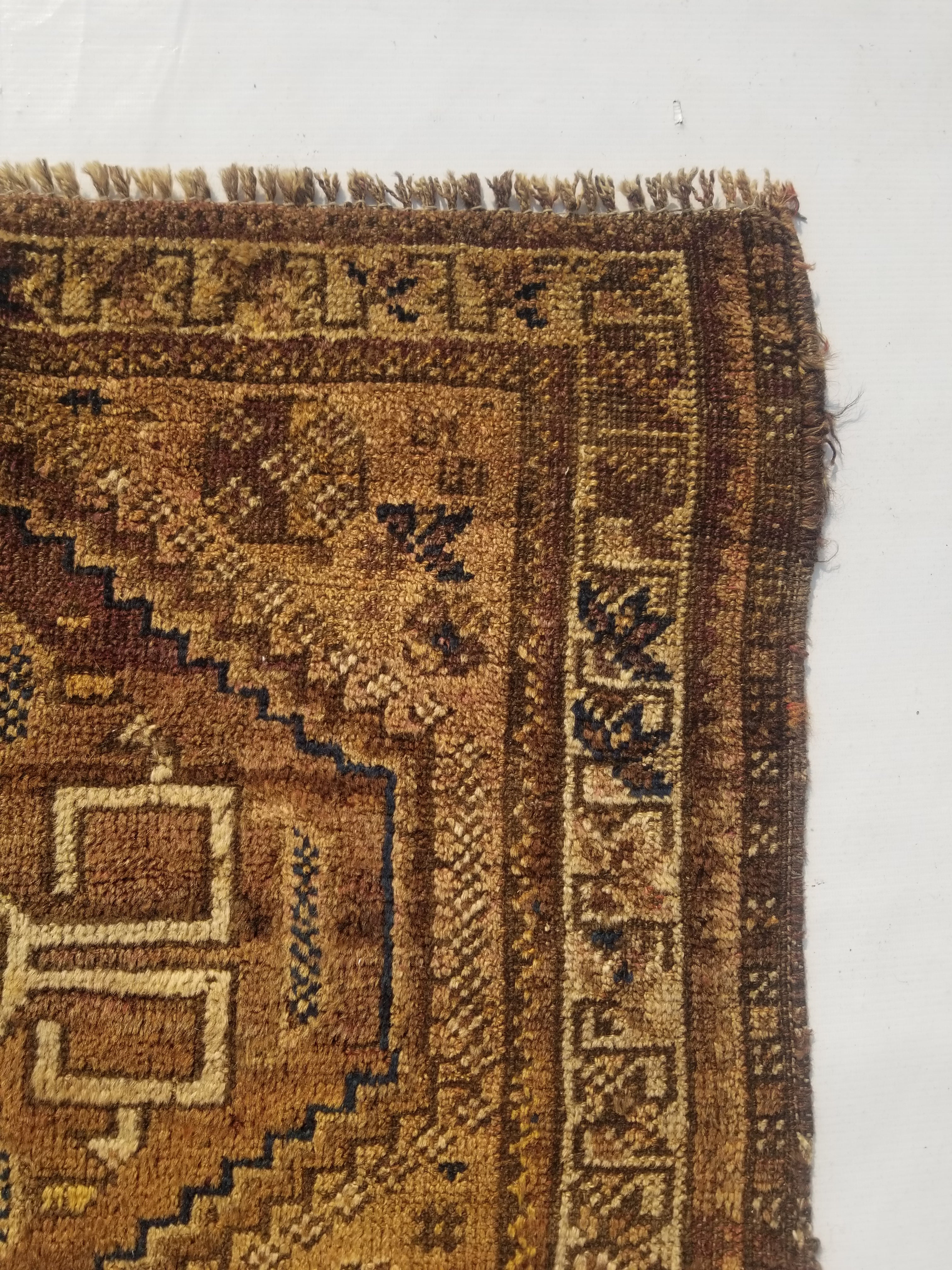 Antique Traditional Handmade Oriental Wool Multicolor Rug 77x62cm