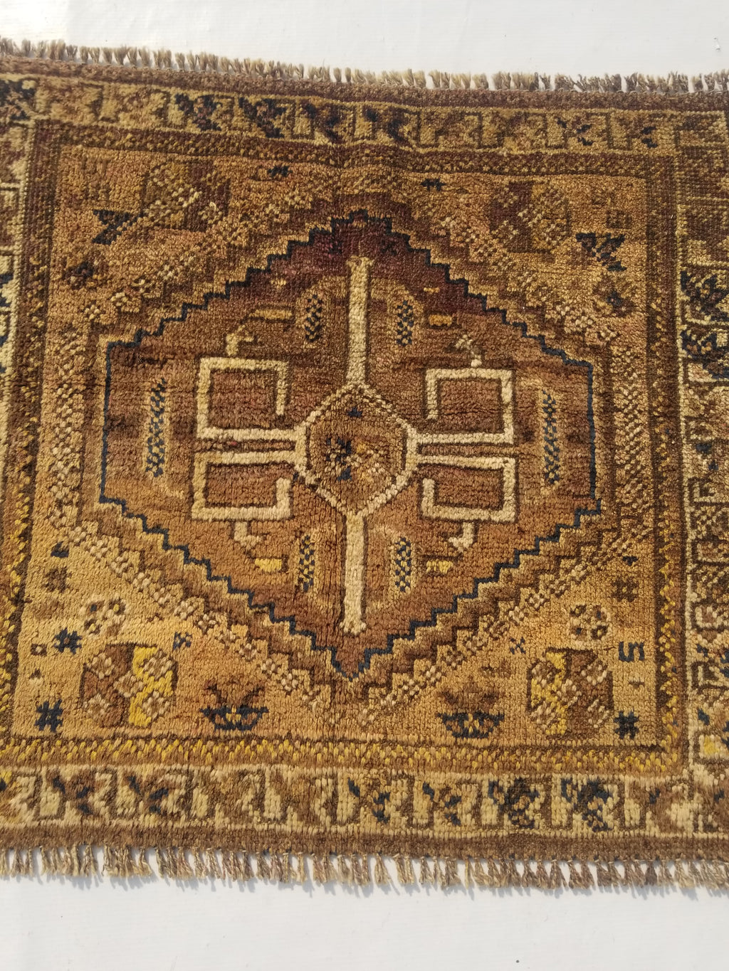 Antique Traditional Handmade Oriental Wool Multicolor Rug 77x62cm