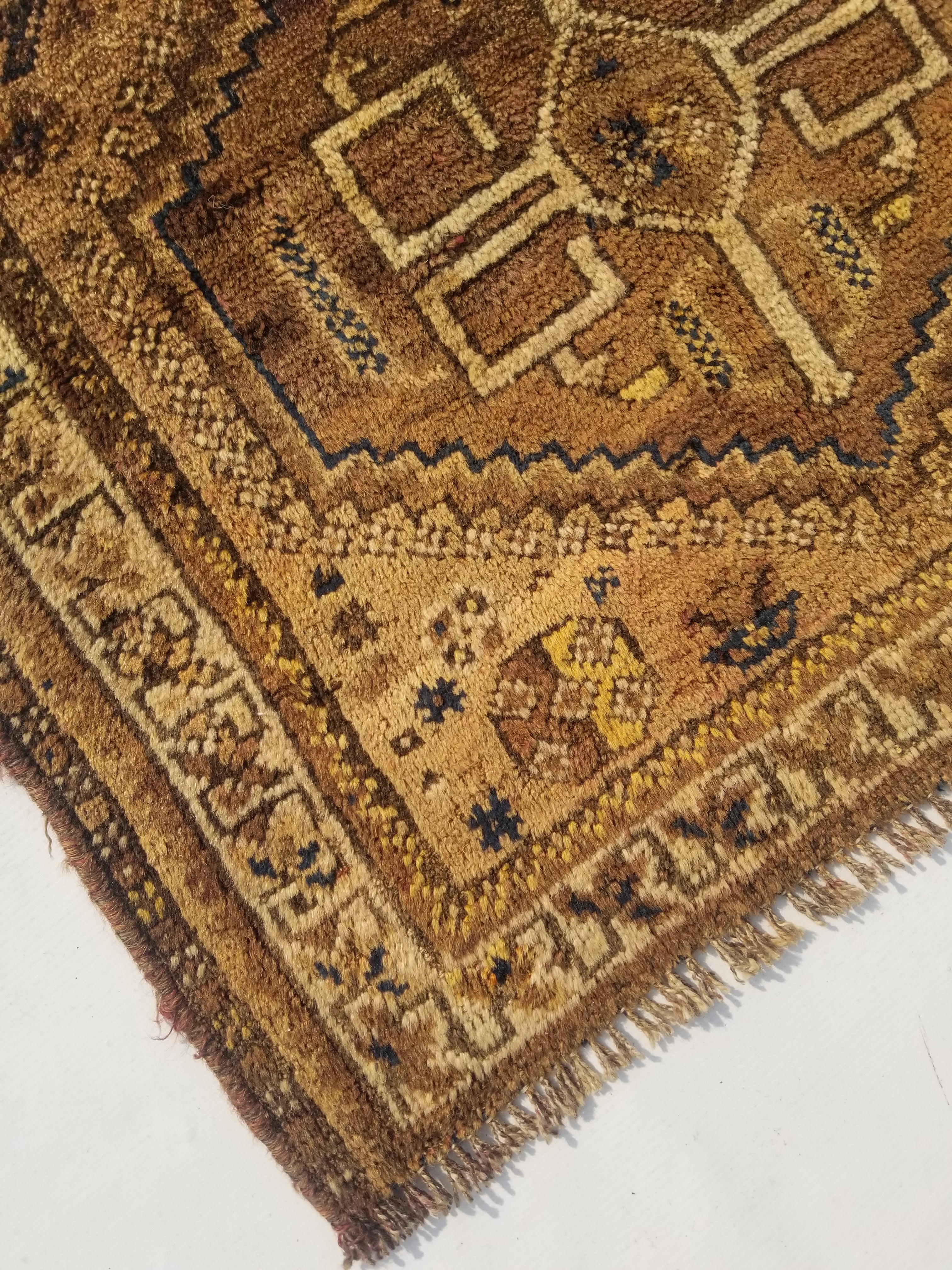 Antique Traditional Handmade Oriental Wool Multicolor Rug 77x62cm