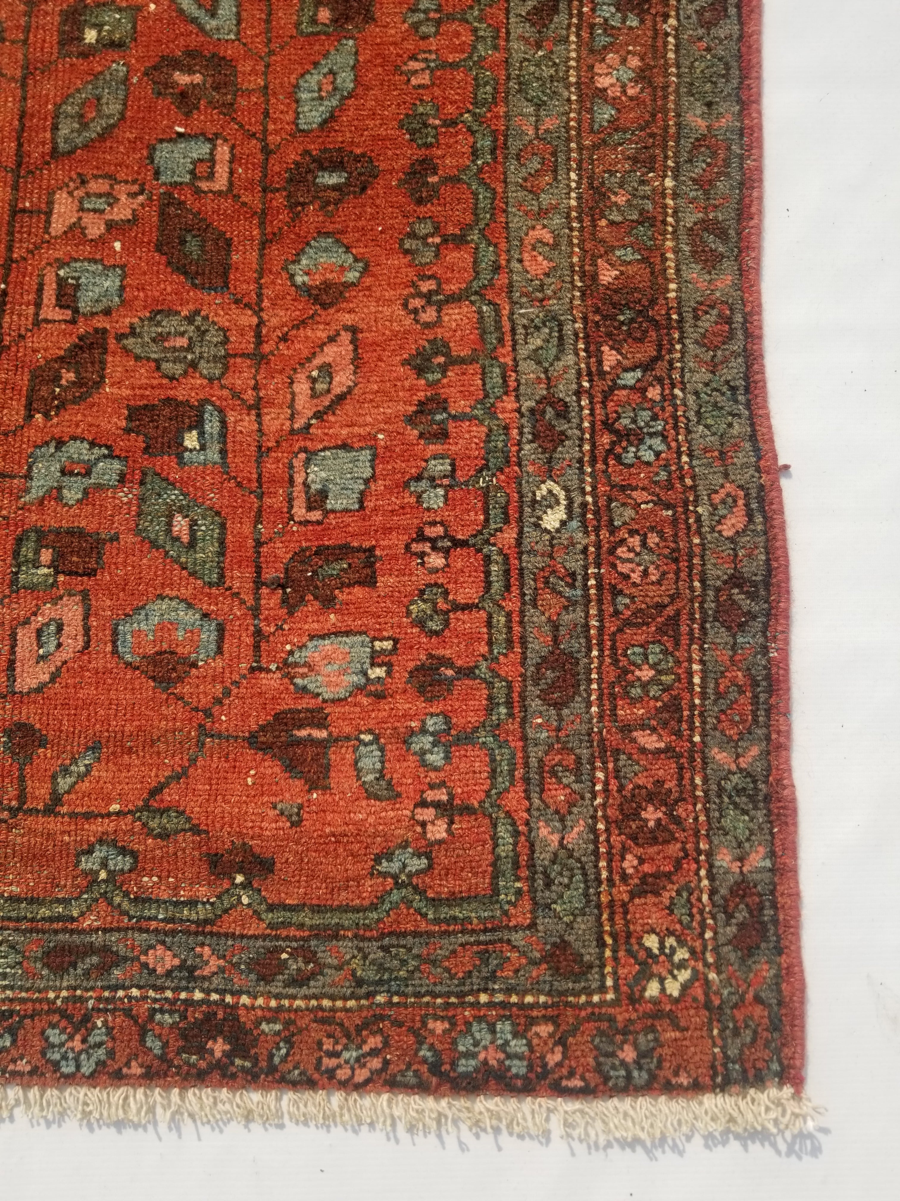 Distressed Antique Traditional Handmade Turkoman Wool Multicolor Rug 173x99cm