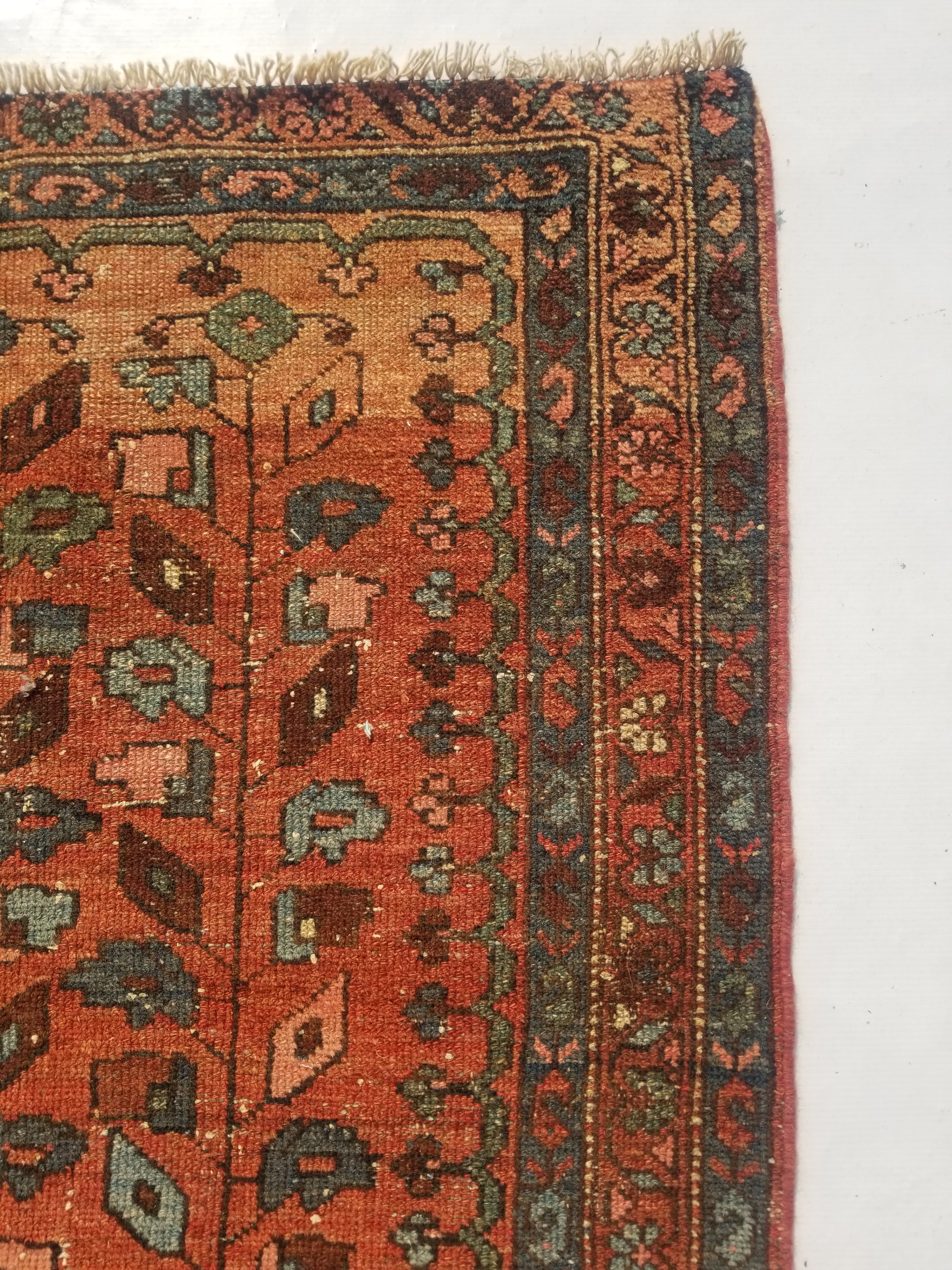 Distressed Antique Traditional Handmade Turkoman Wool Multicolor Rug 173x99cm
