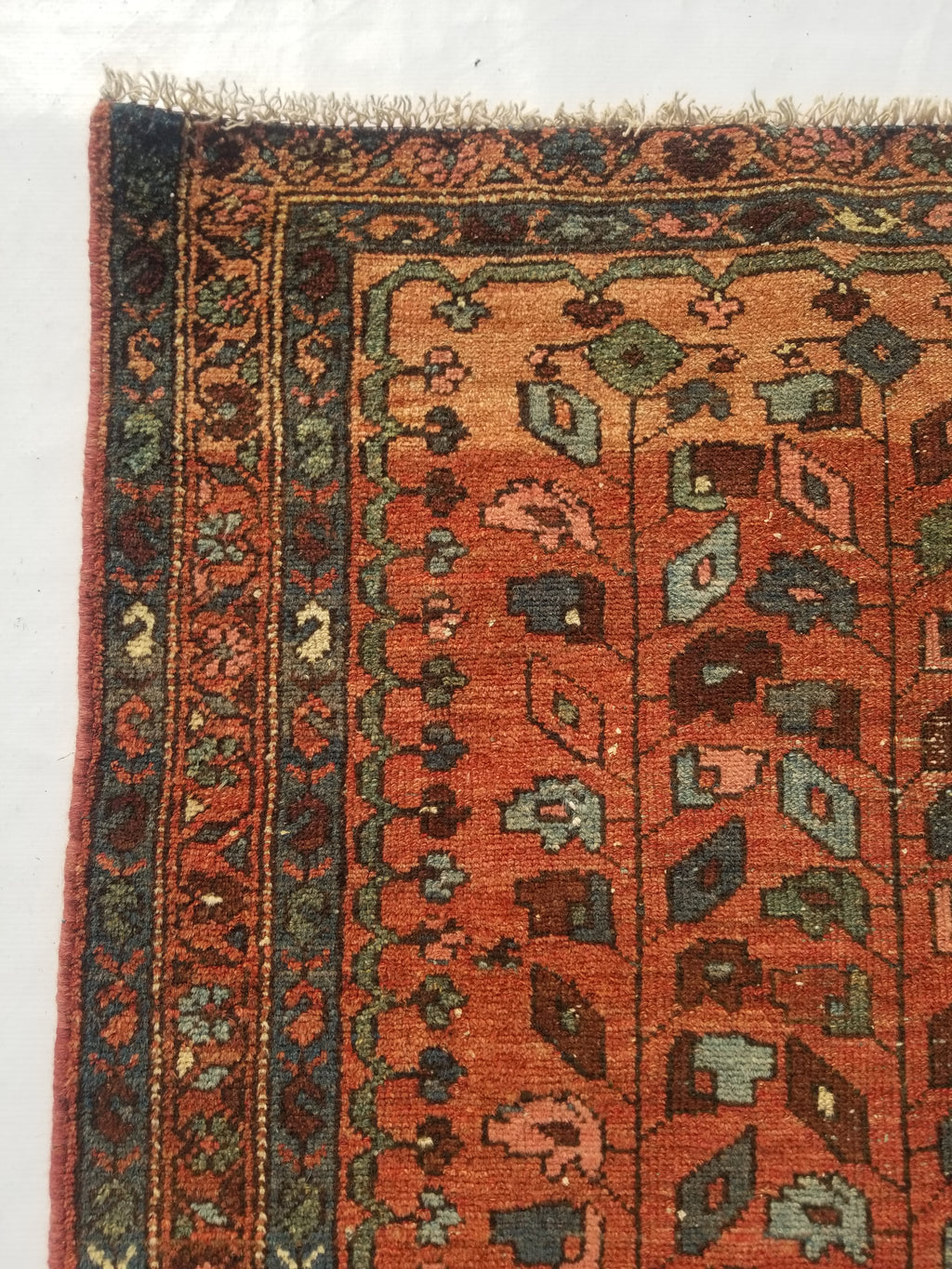 Distressed Antique Traditional Handmade Turkoman Wool Multicolor Rug 173x99cm
