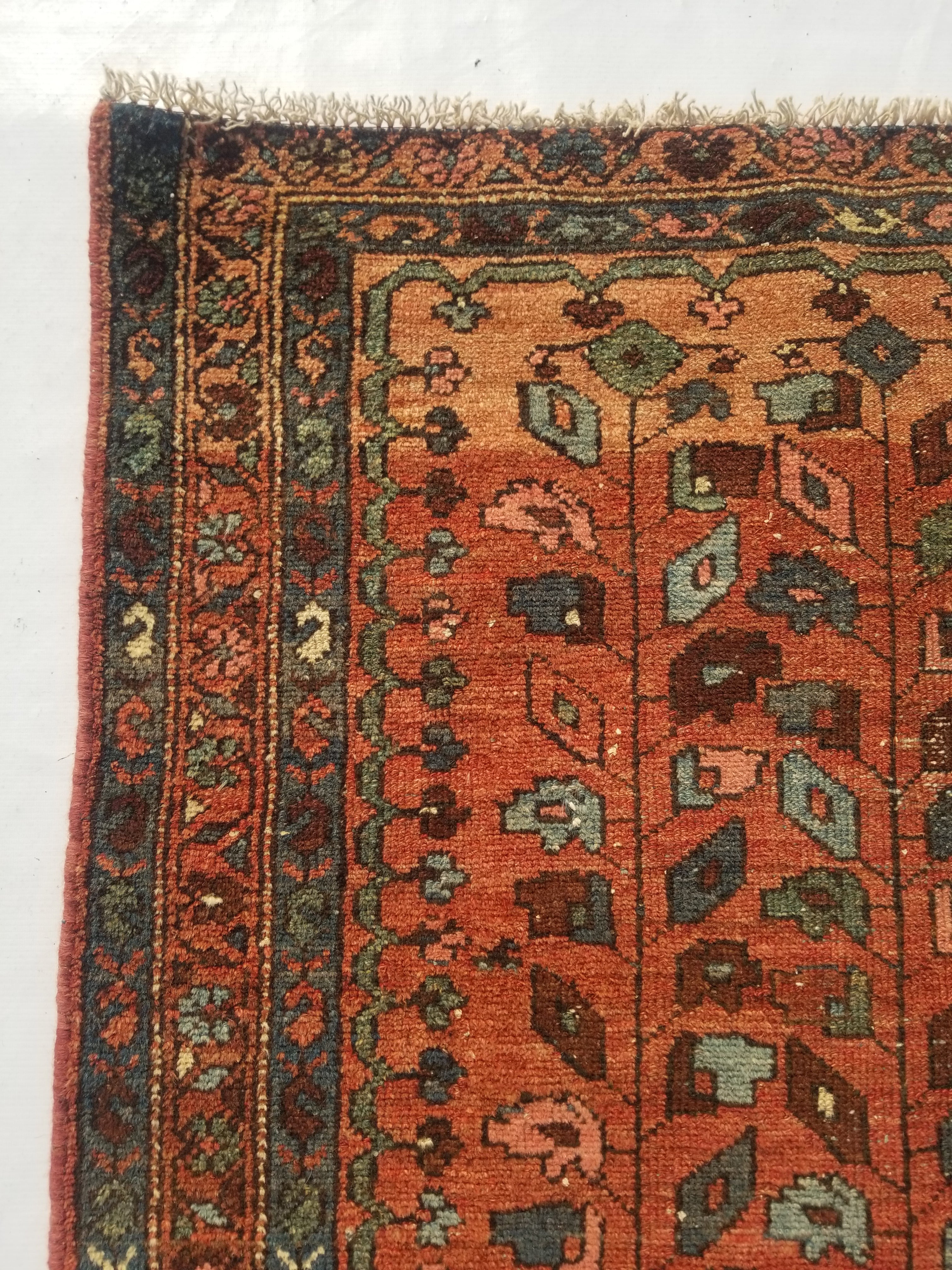 Distressed Antique Traditional Handmade Turkoman Wool Multicolor Rug 173x99cm