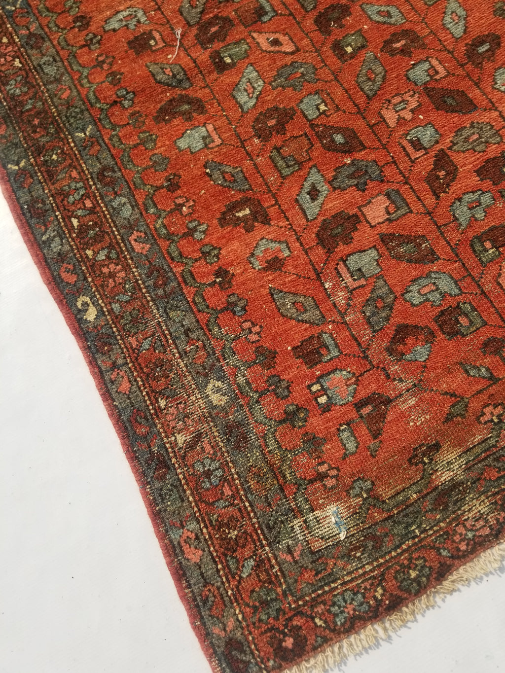 Distressed Antique Traditional Handmade Turkoman Wool Multicolor Rug 173x99cm