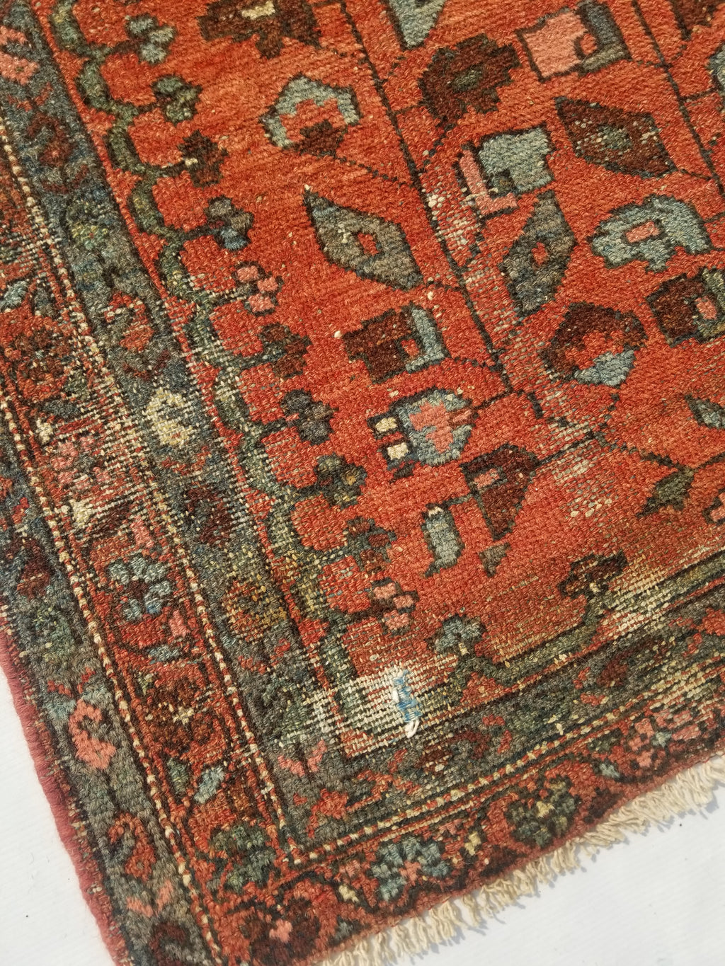 Distressed Antique Traditional Handmade Turkoman Wool Multicolor Rug 173x99cm