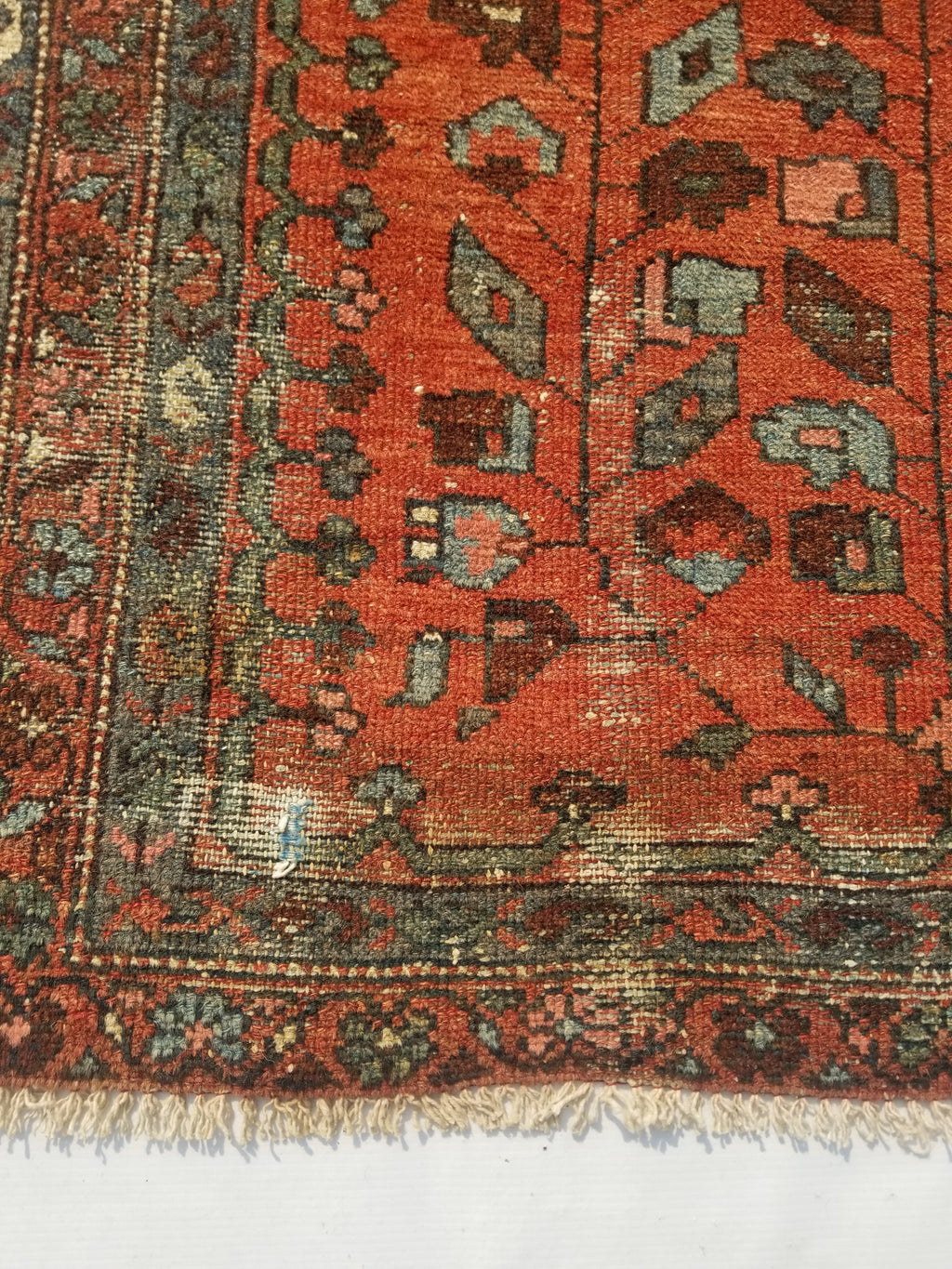 Distressed Antique Traditional Handmade Turkoman Wool Multicolor Rug 173x99cm