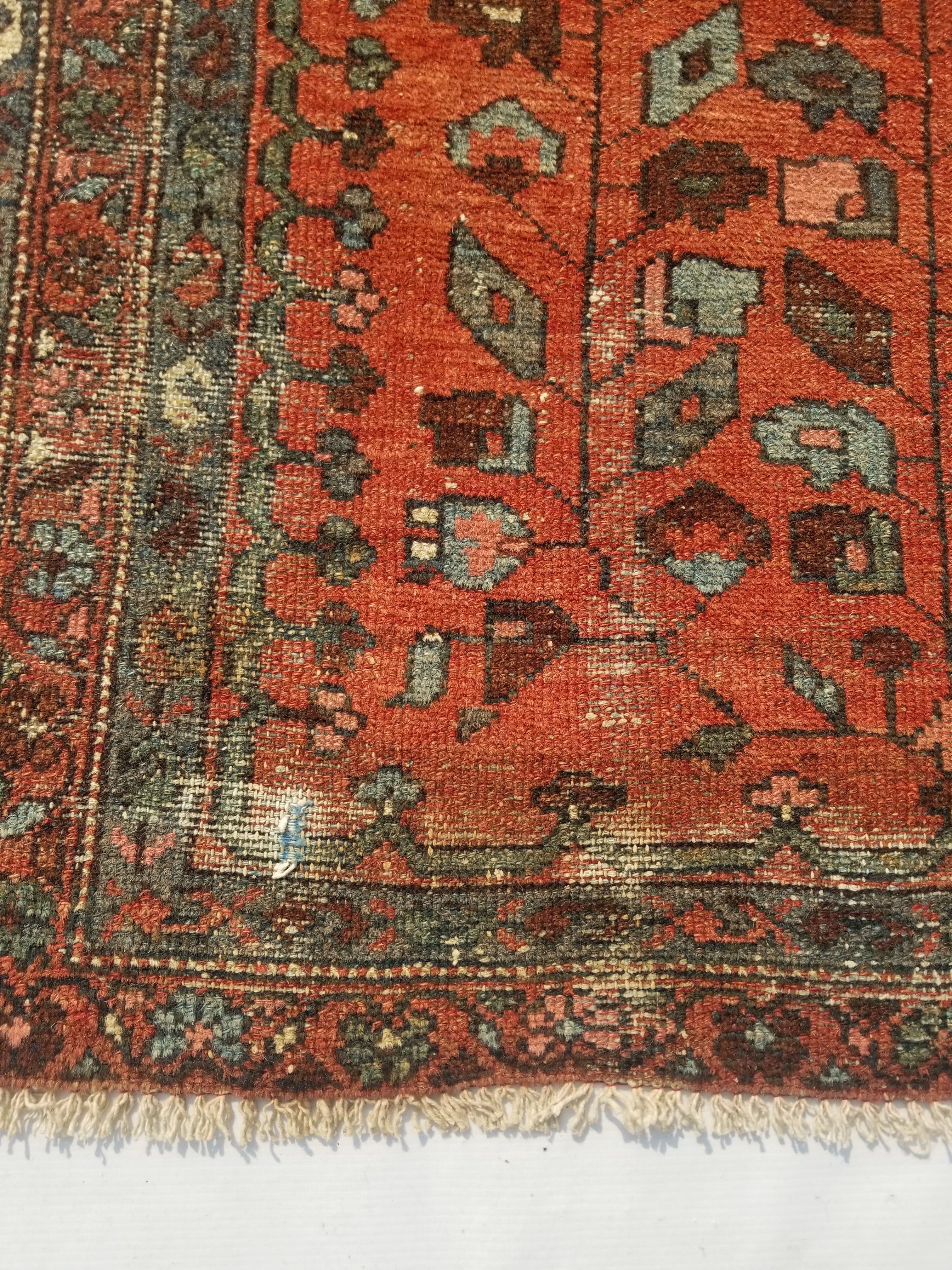 Distressed Antique Traditional Handmade Turkoman Wool Multicolor Rug 173x99cm