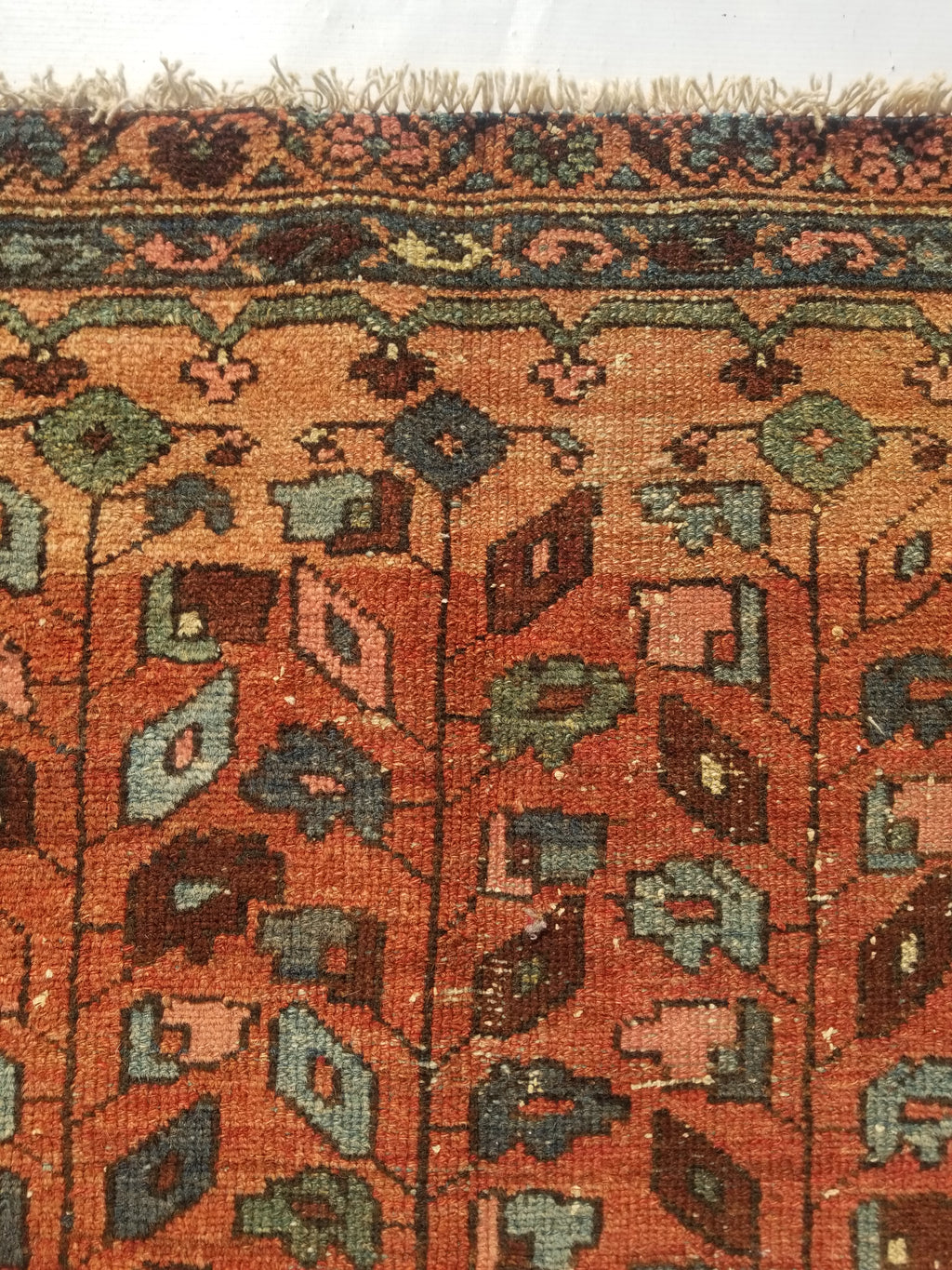 Distressed Antique Traditional Handmade Turkoman Wool Multicolor Rug 173x99cm