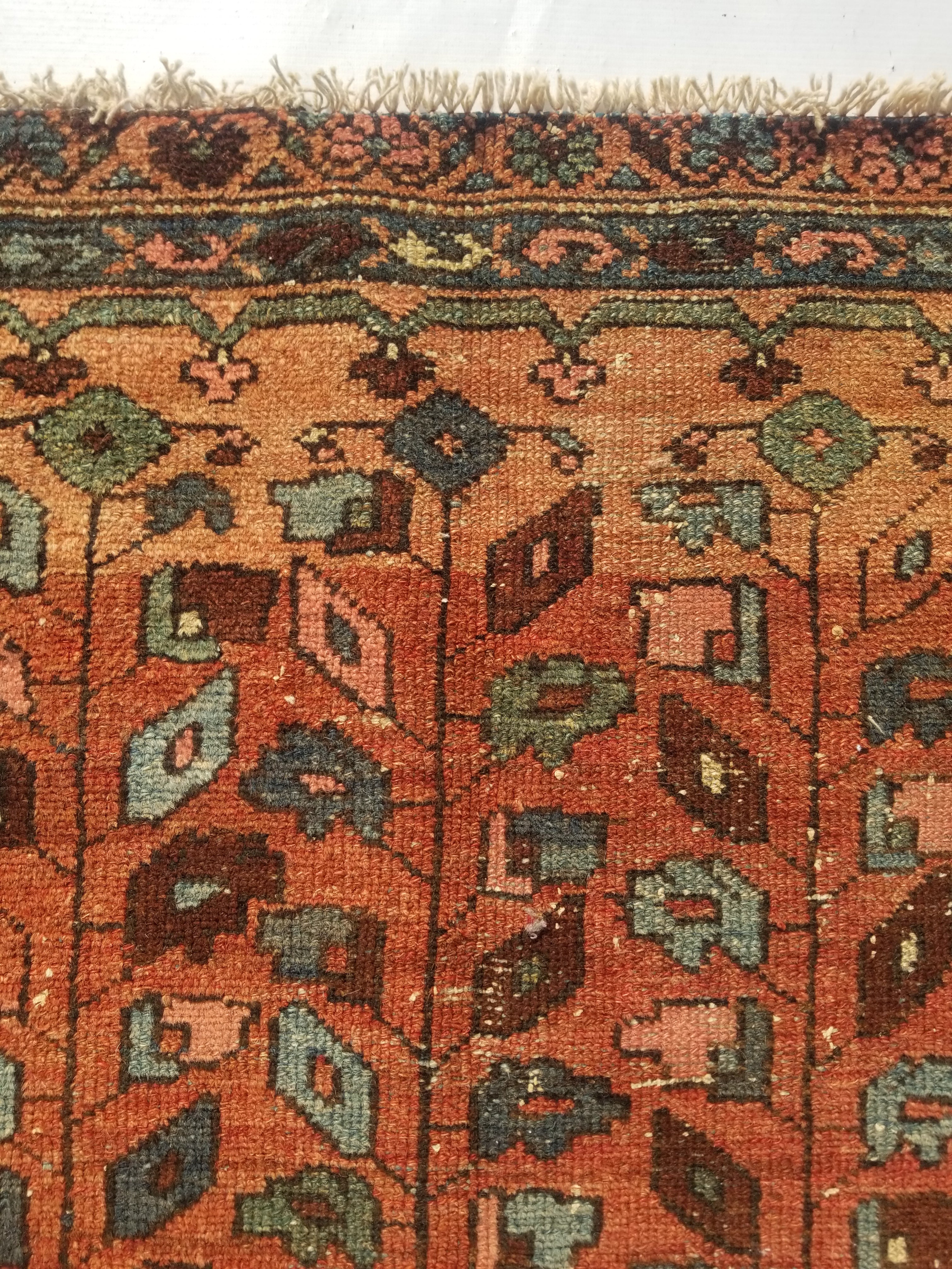 Distressed Antique Traditional Handmade Turkoman Wool Multicolor Rug 173x99cm