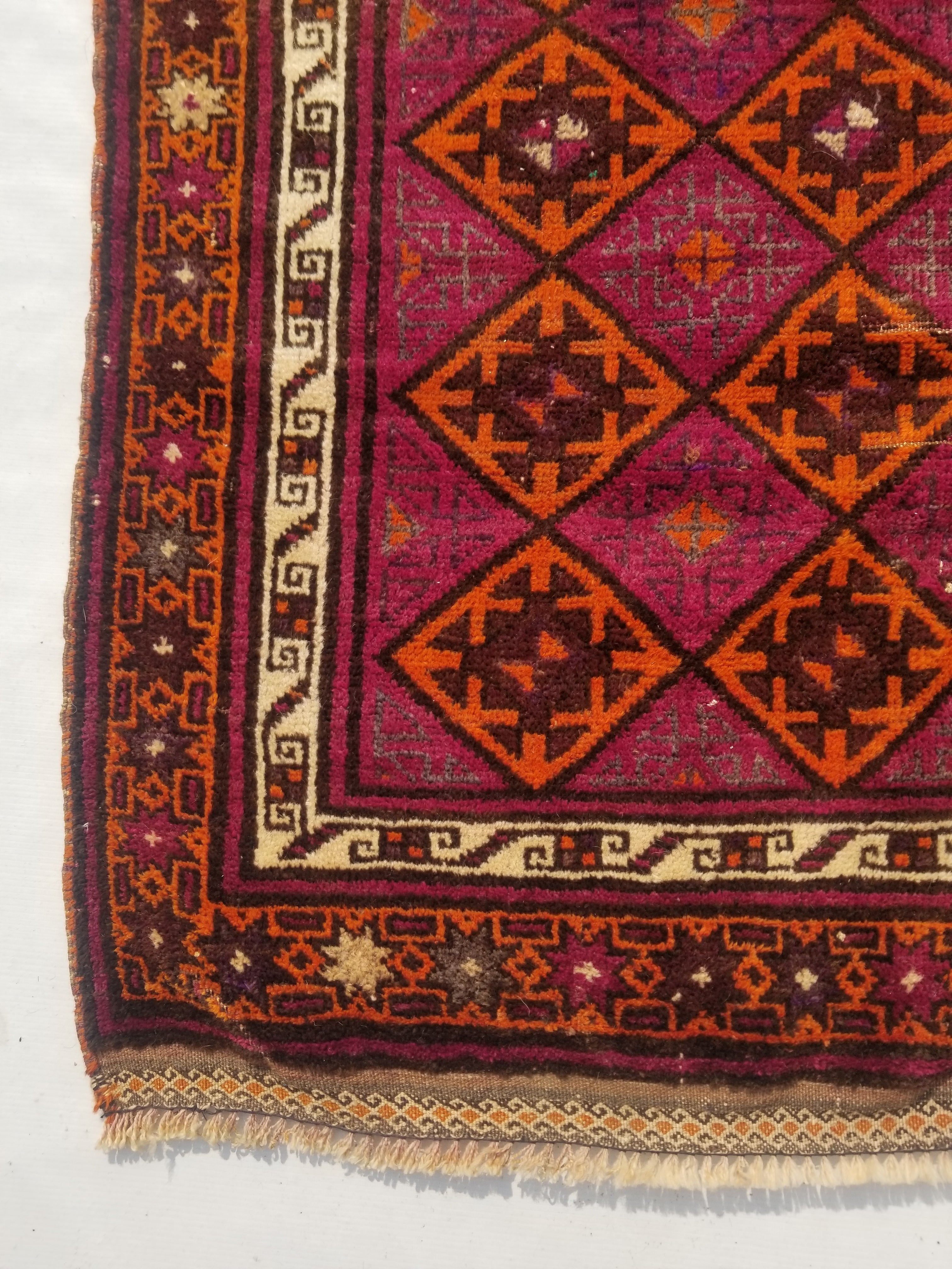 Distressed Antique Traditional Handmade Afghan Wool Multicolor Rug 146x100cm