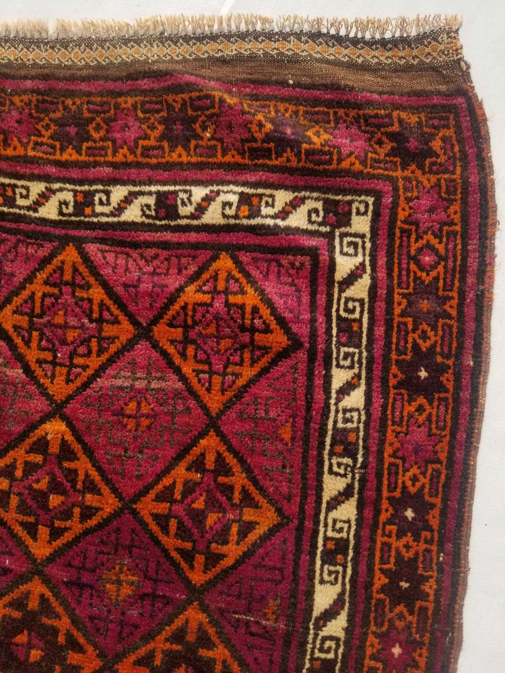 Distressed Antique Traditional Handmade Afghan Wool Multicolor Rug 146x100cm
