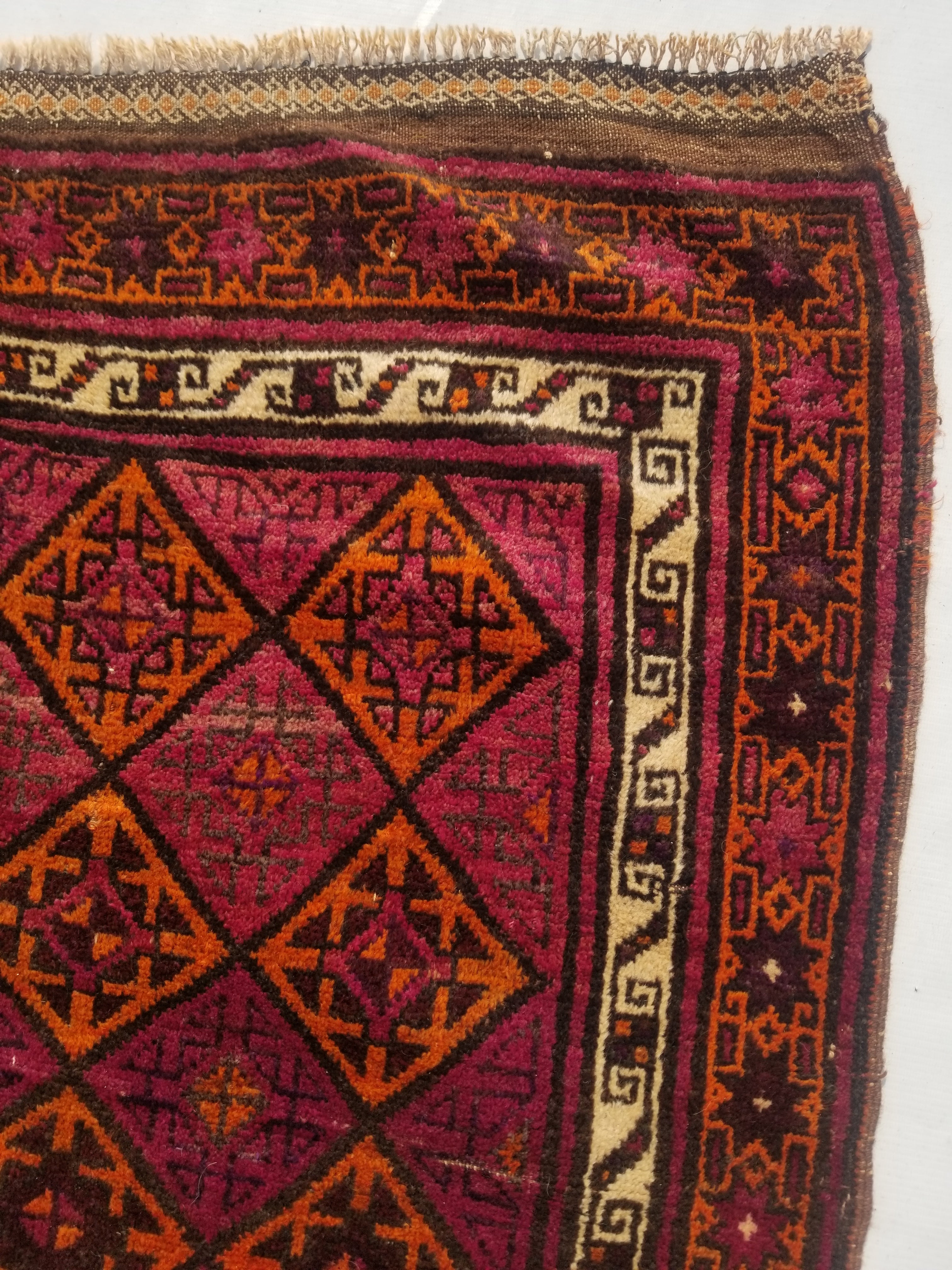 Distressed Antique Traditional Handmade Afghan Wool Multicolor Rug 146x100cm