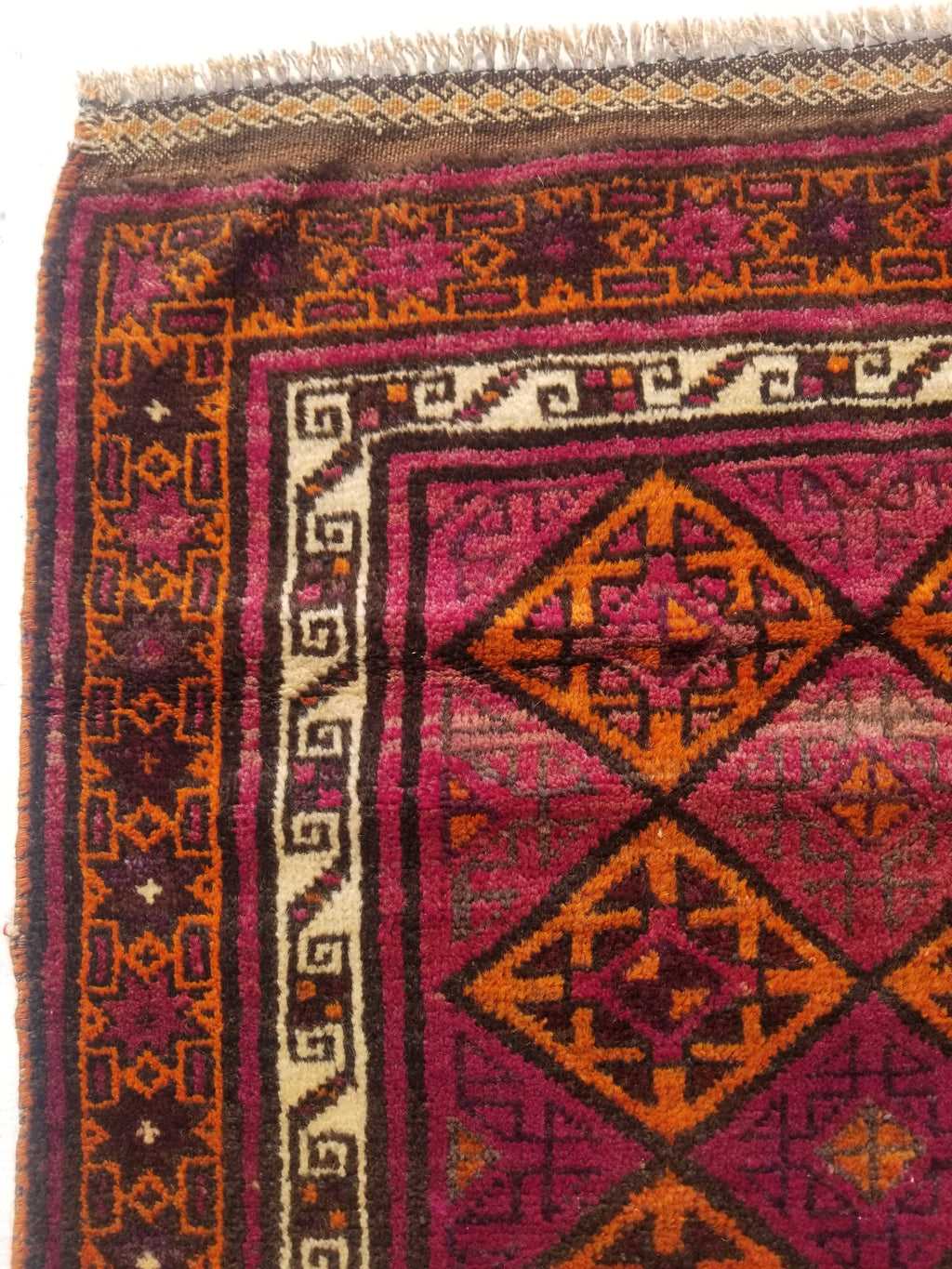 Distressed Antique Traditional Handmade Afghan Wool Multicolor Rug 146x100cm