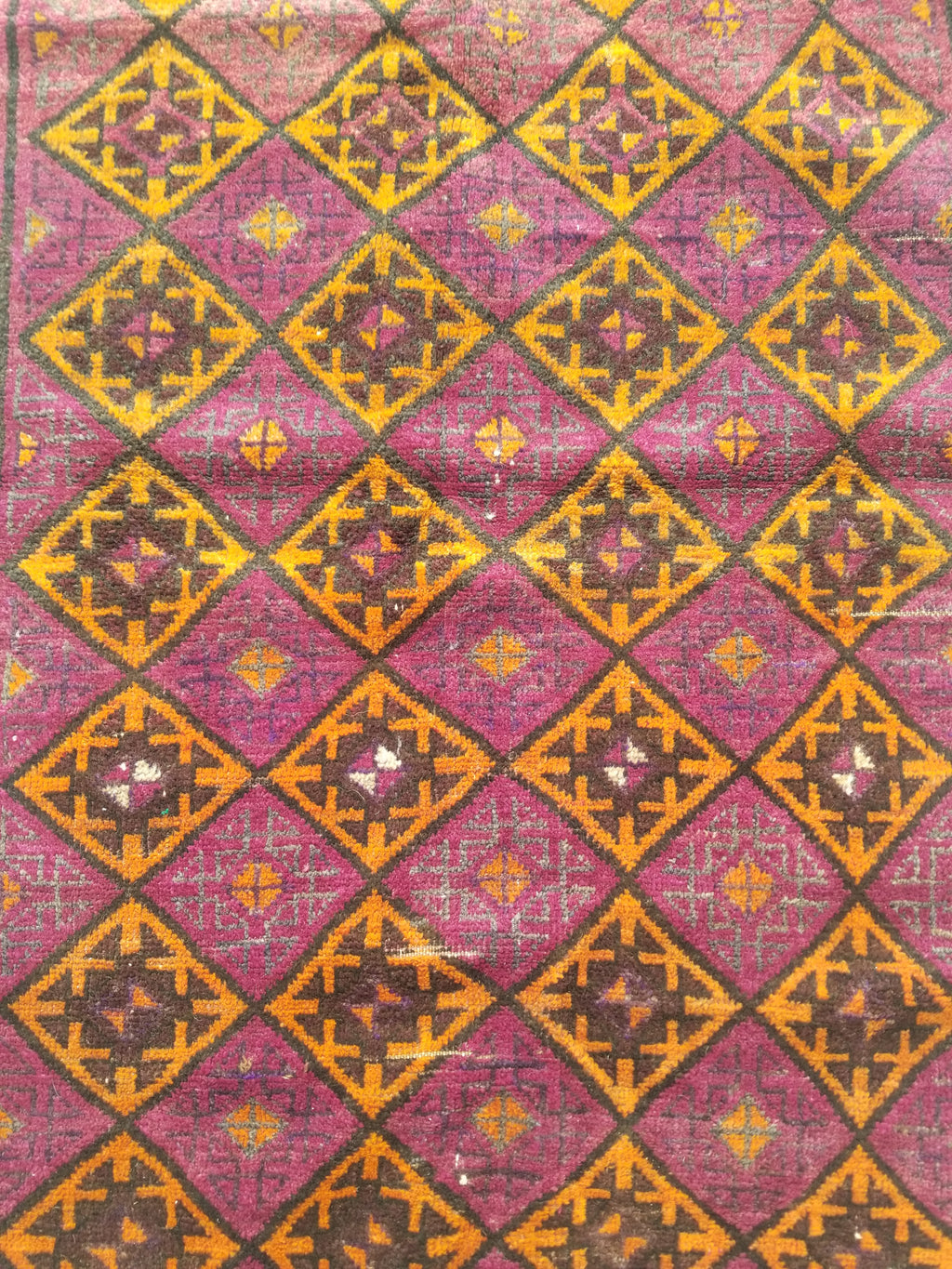 Distressed Antique Traditional Handmade Afghan Wool Multicolor Rug 146x100cm