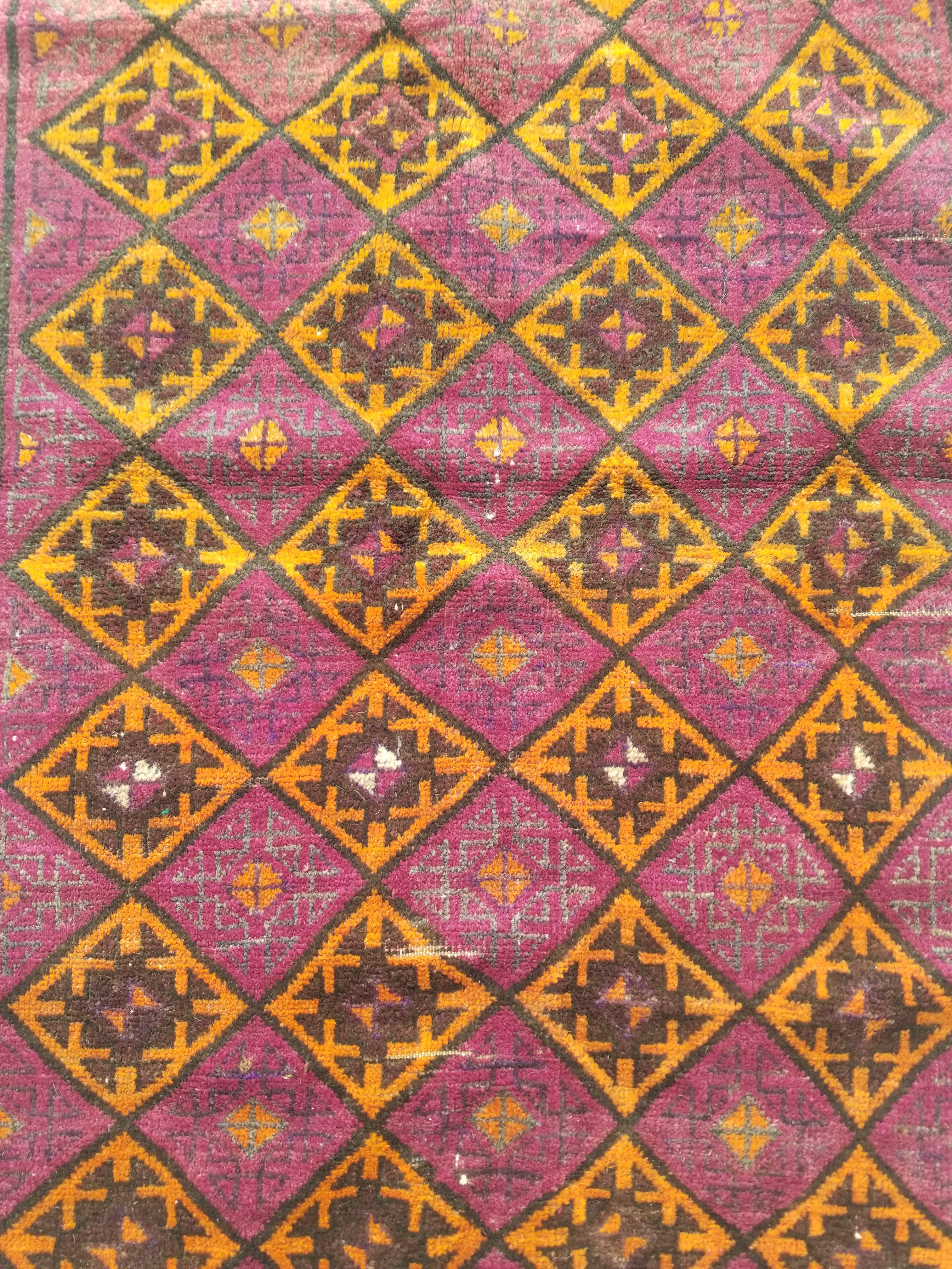 Distressed Antique Traditional Handmade Afghan Wool Multicolor Rug 146x100cm