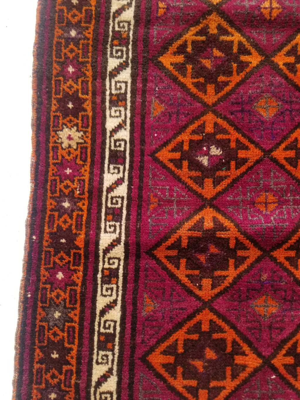 Distressed Antique Traditional Handmade Afghan Wool Multicolor Rug 146x100cm
