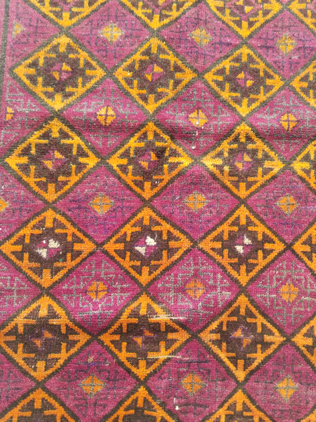Distressed Antique Traditional Handmade Afghan Wool Multicolor Rug 146x100cm