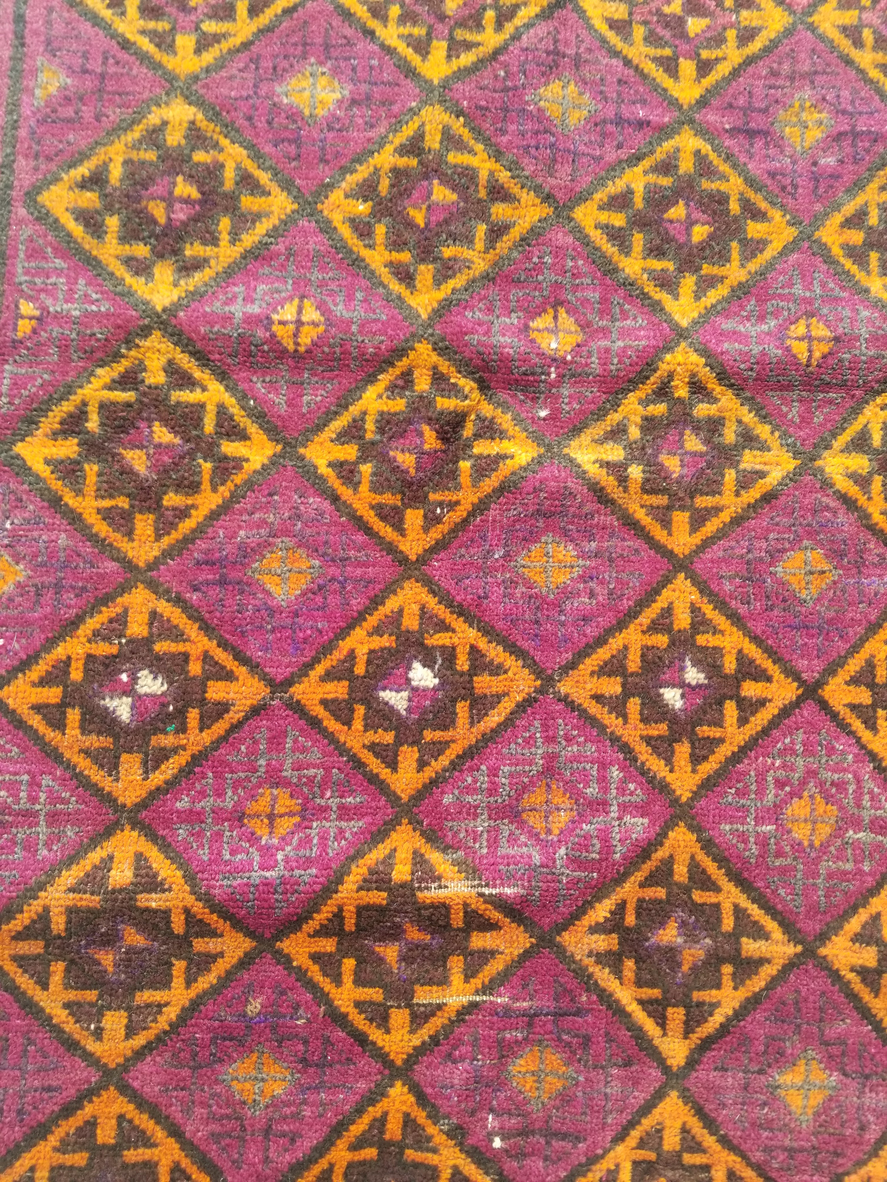 Distressed Antique Traditional Handmade Afghan Wool Multicolor Rug 146x100cm