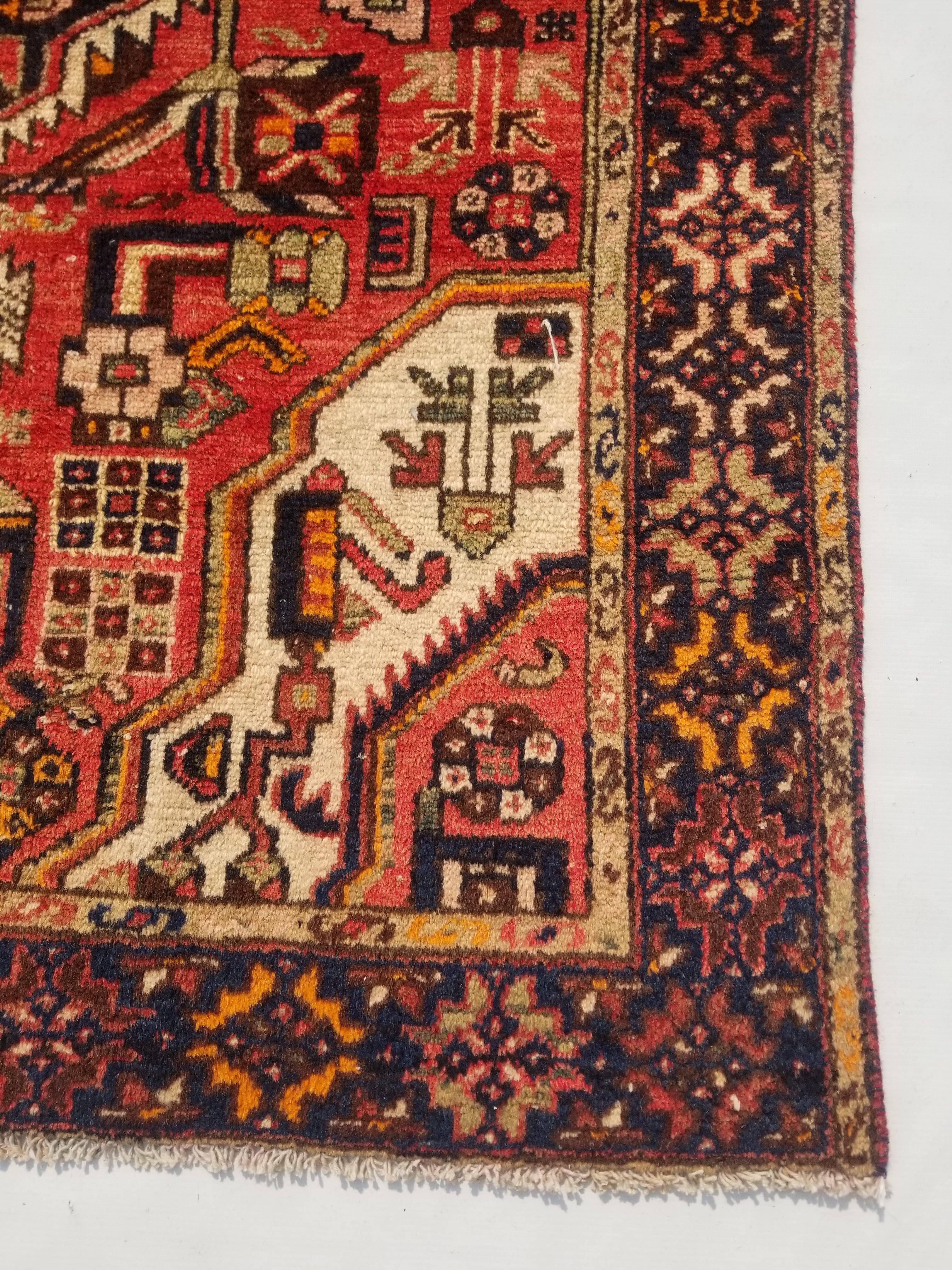 Vintage Traditional Handmade Karajeh Wool Multicolor Rug 189x129cm