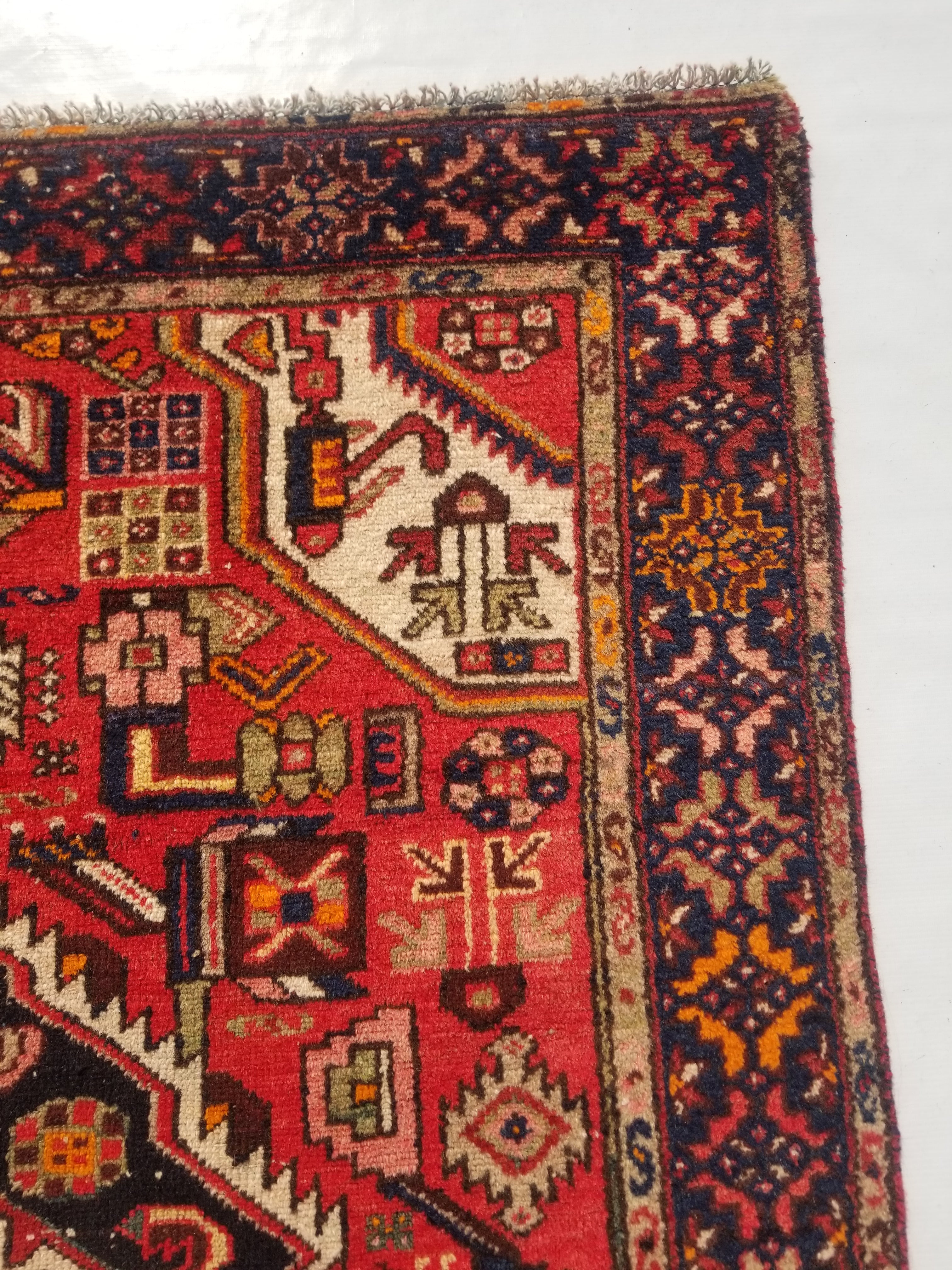 Vintage Traditional Handmade Karajeh Wool Multicolor Rug 189x129cm