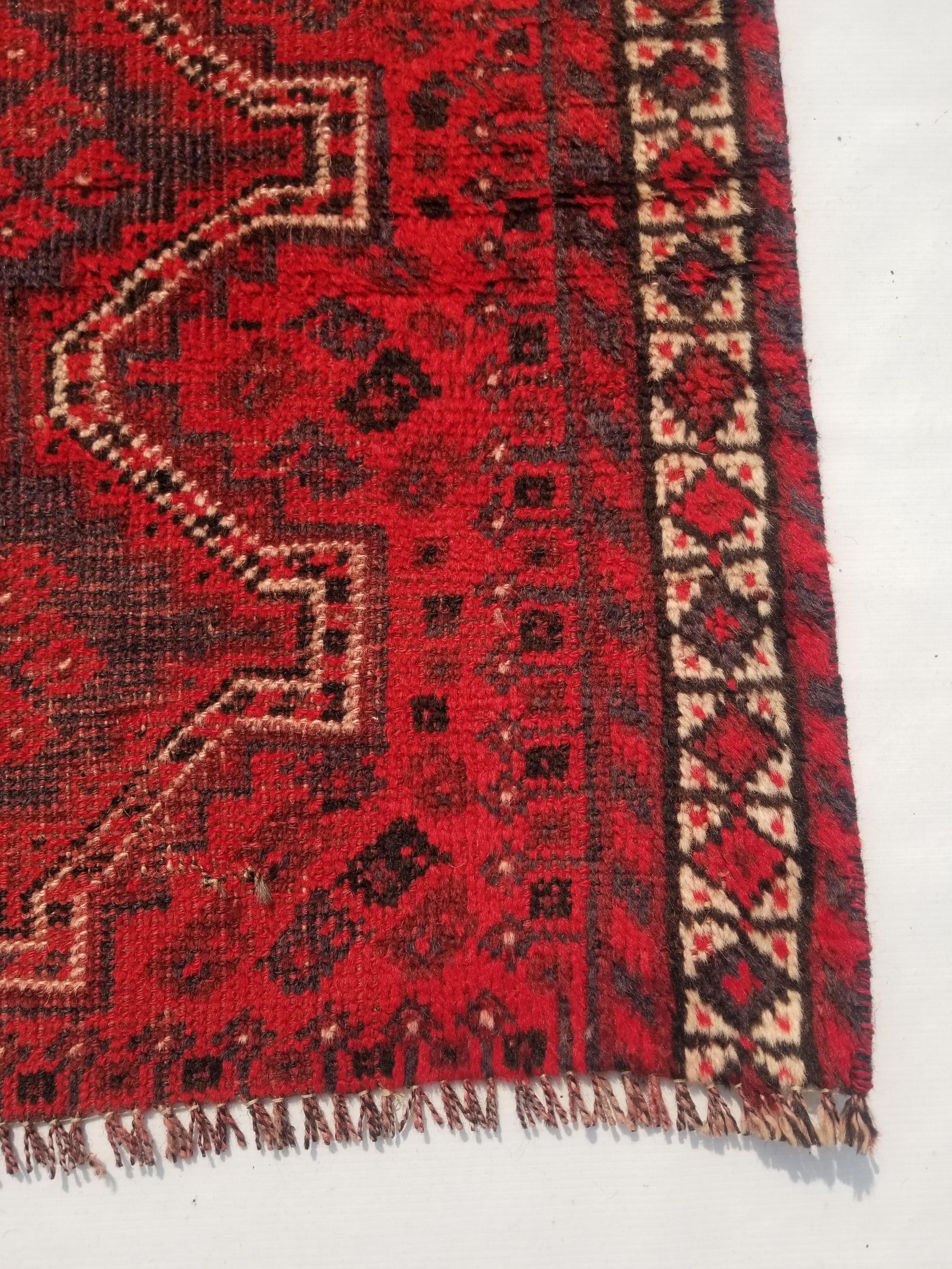 Vintage Traditional Handmade Afghan Wool Multicolor Rug 89x73cm