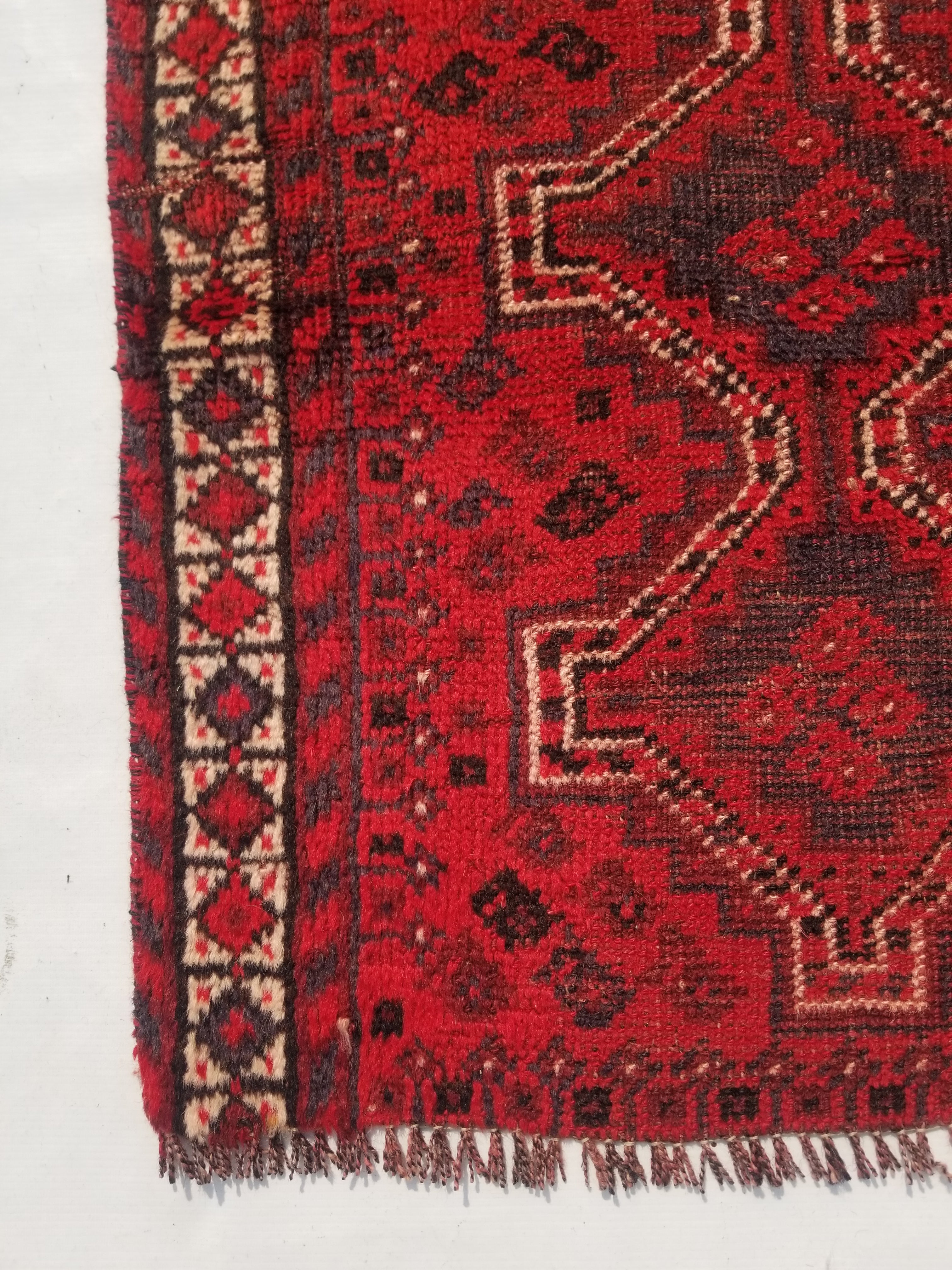 Vintage Traditional Handmade Afghan Wool Multicolor Rug 89x73cm
