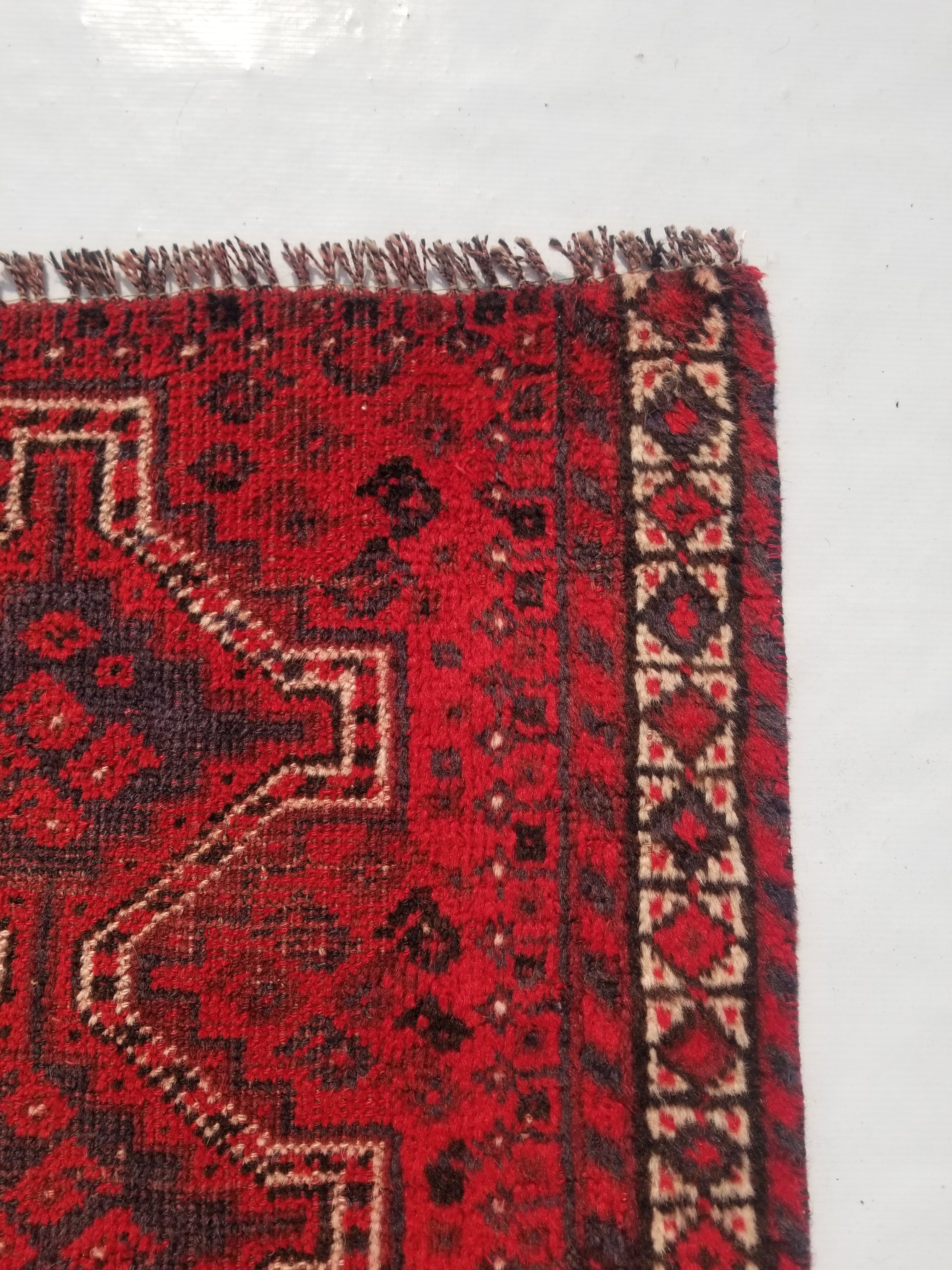 Vintage Traditional Handmade Afghan Wool Multicolor Rug 89x73cm