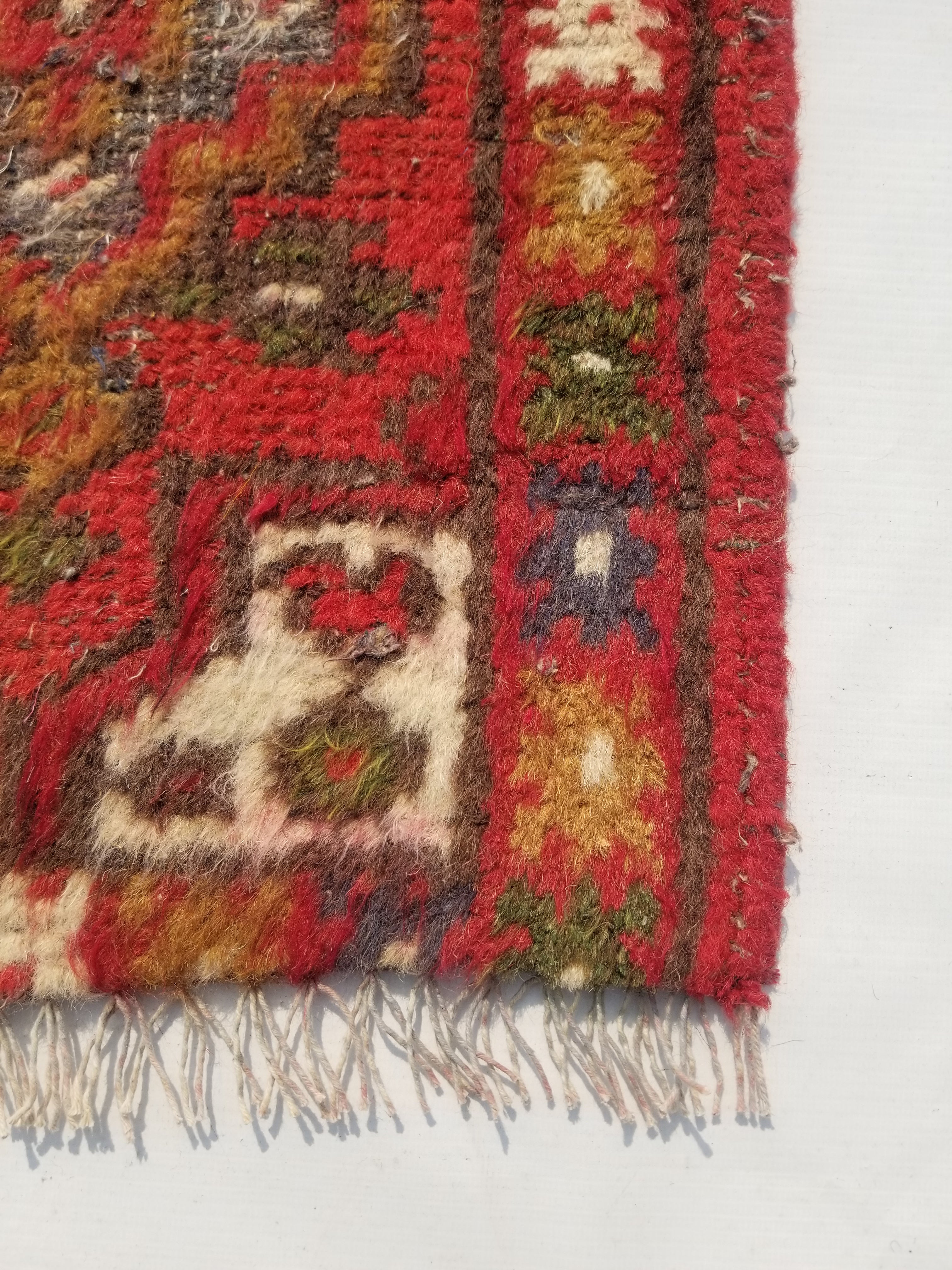 Antique Traditional Handmade Oriental Wool Multicolor Rug 51x38cm