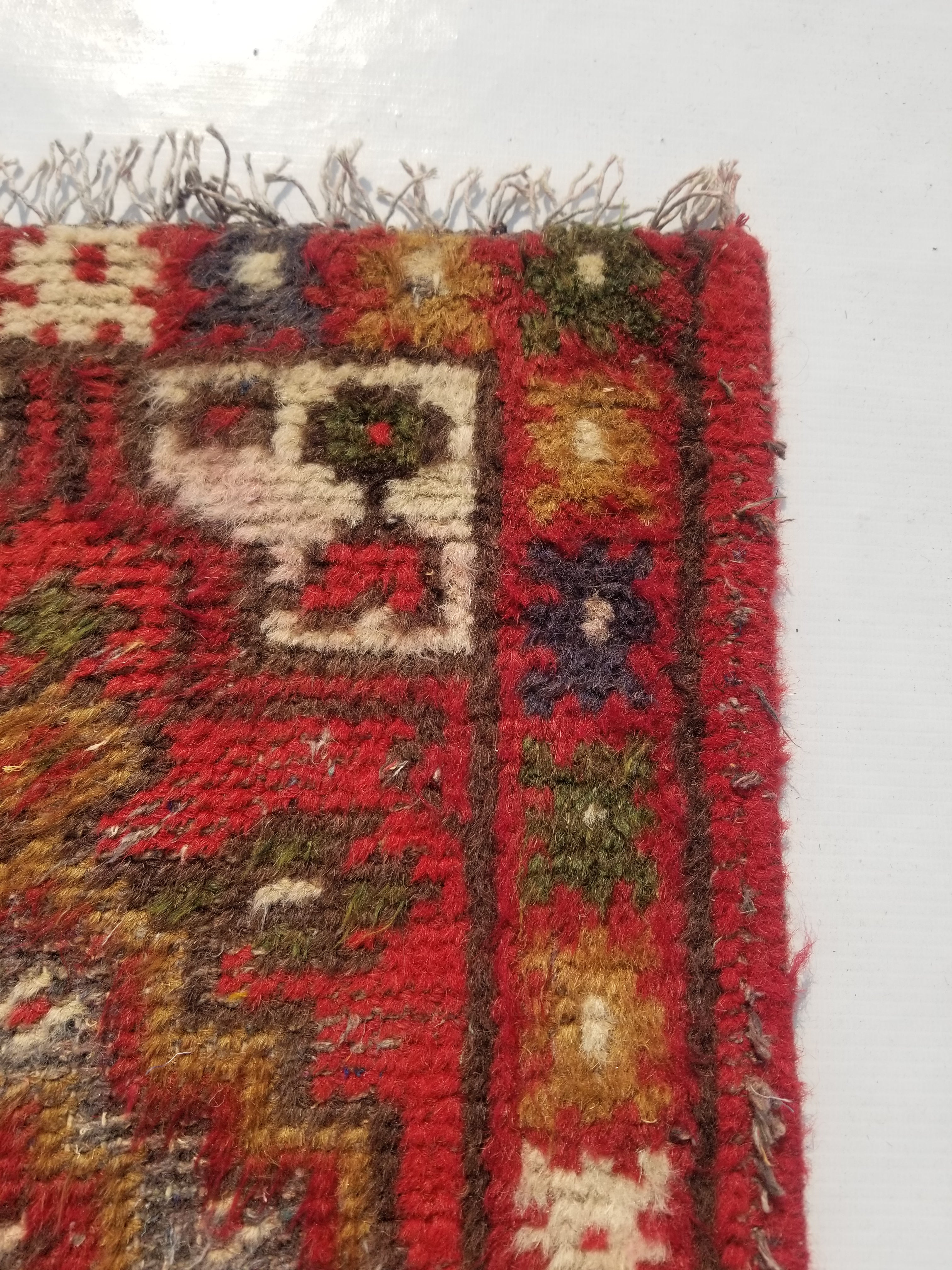 Antique Traditional Handmade Oriental Wool Multicolor Rug 51x38cm