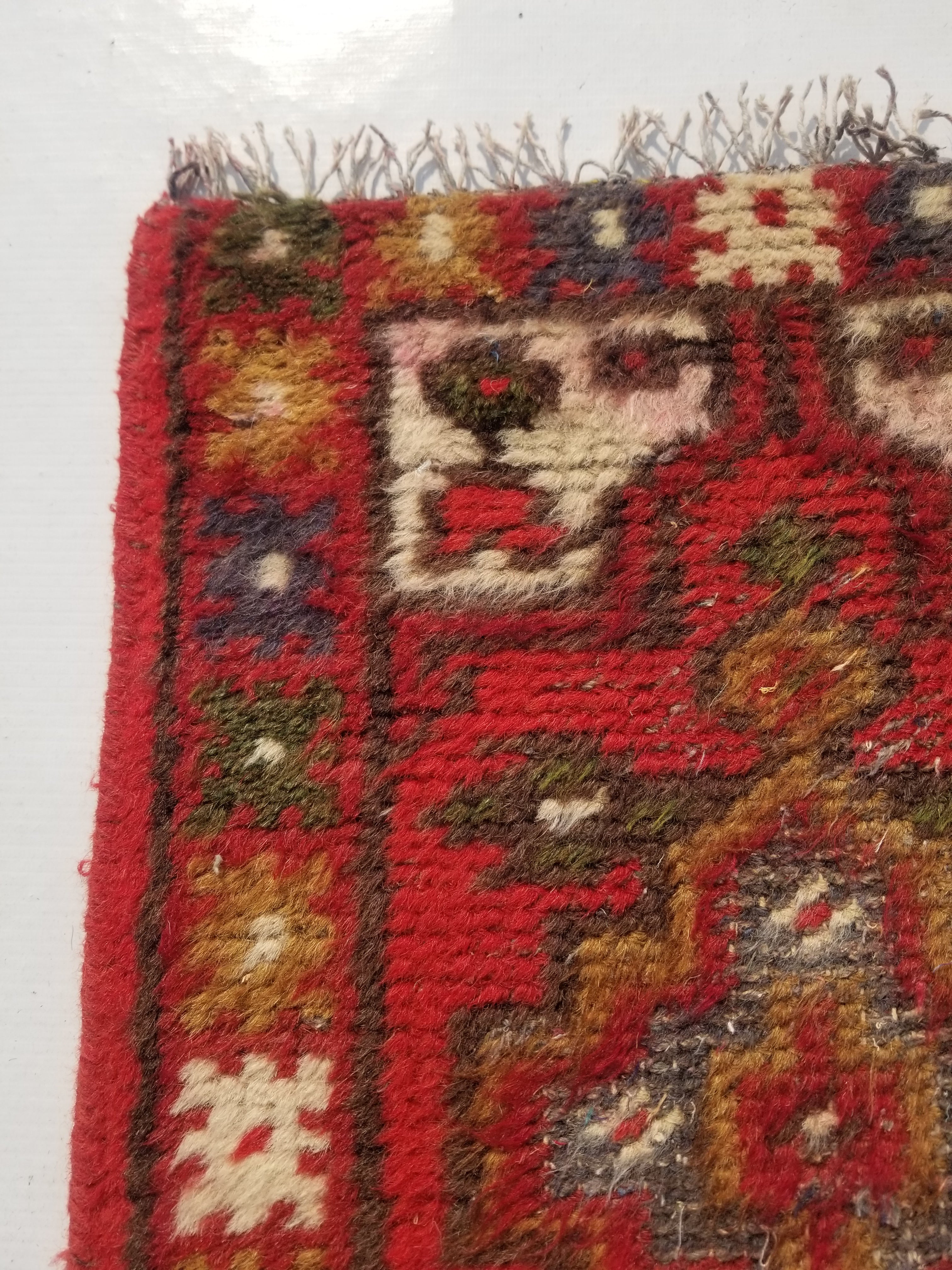 Antique Traditional Handmade Oriental Wool Multicolor Rug 51x38cm