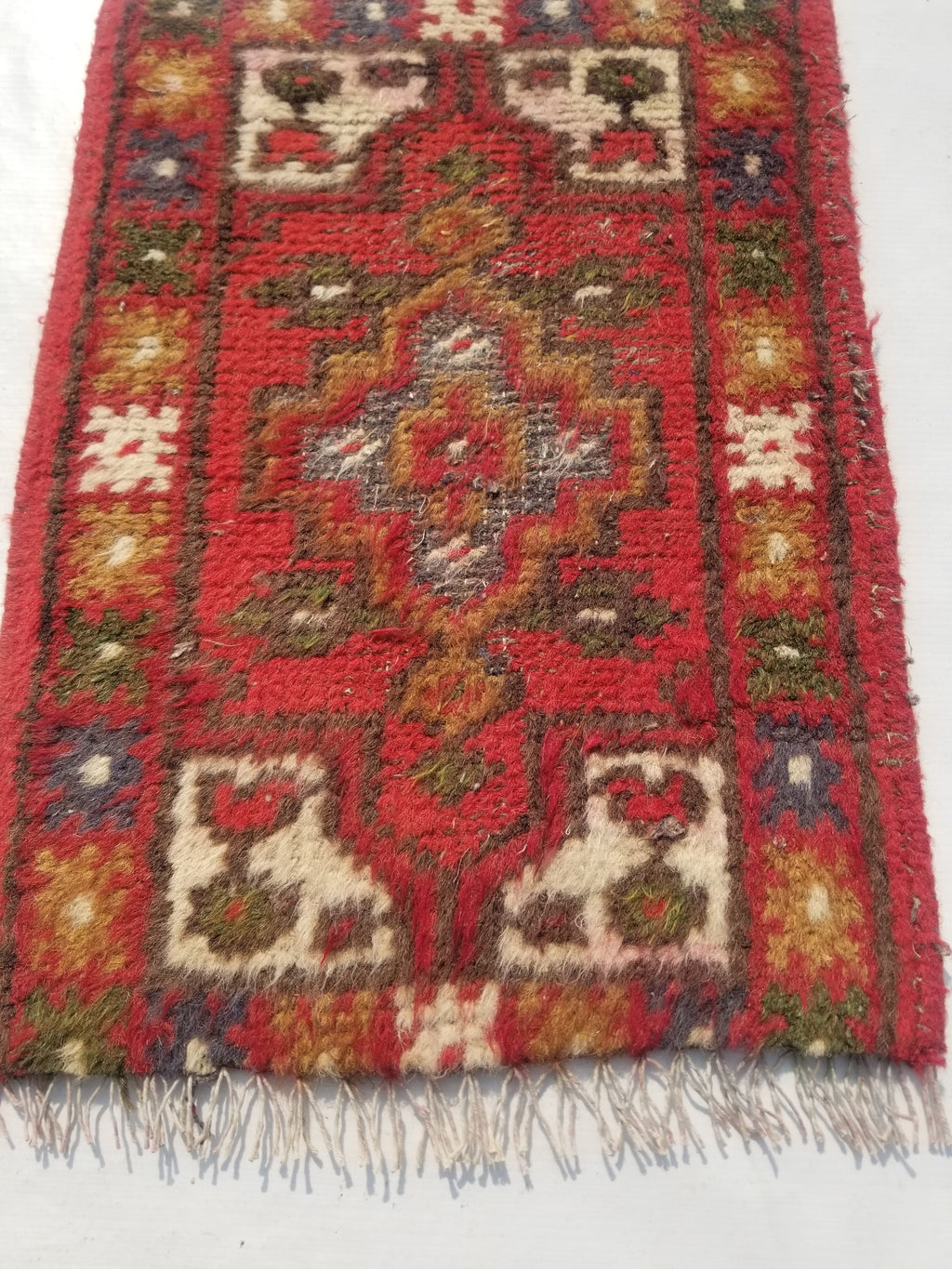 Antique Traditional Handmade Oriental Wool Multicolor Rug 51x38cm