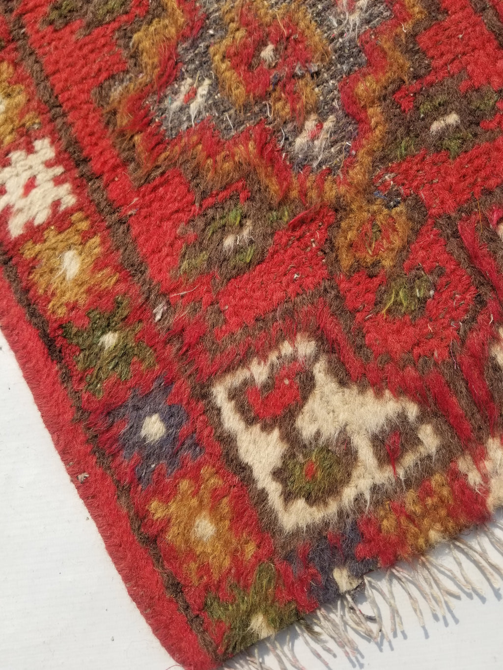 Antique Traditional Handmade Oriental Wool Multicolor Rug 51x38cm