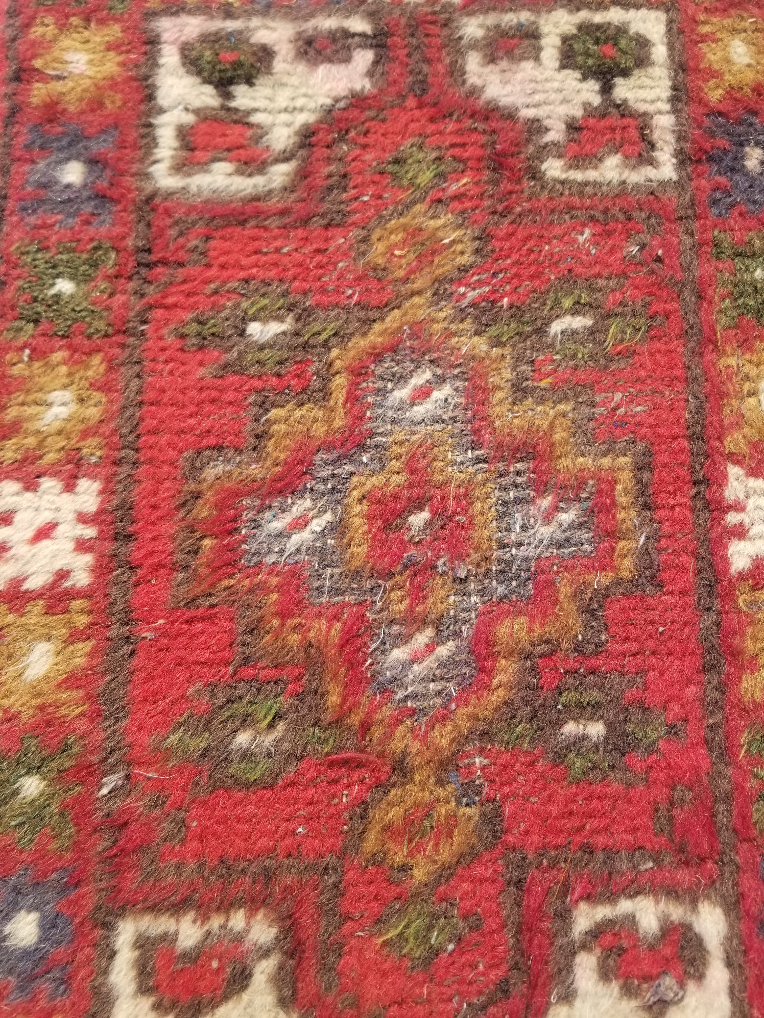 Antique Traditional Handmade Oriental Wool Multicolor Rug 51x38cm