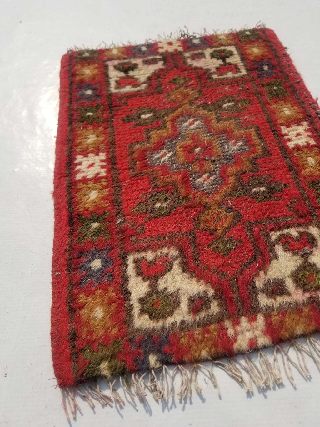Antique Traditional Handmade Oriental Wool Multicolor Rug 51x38cm