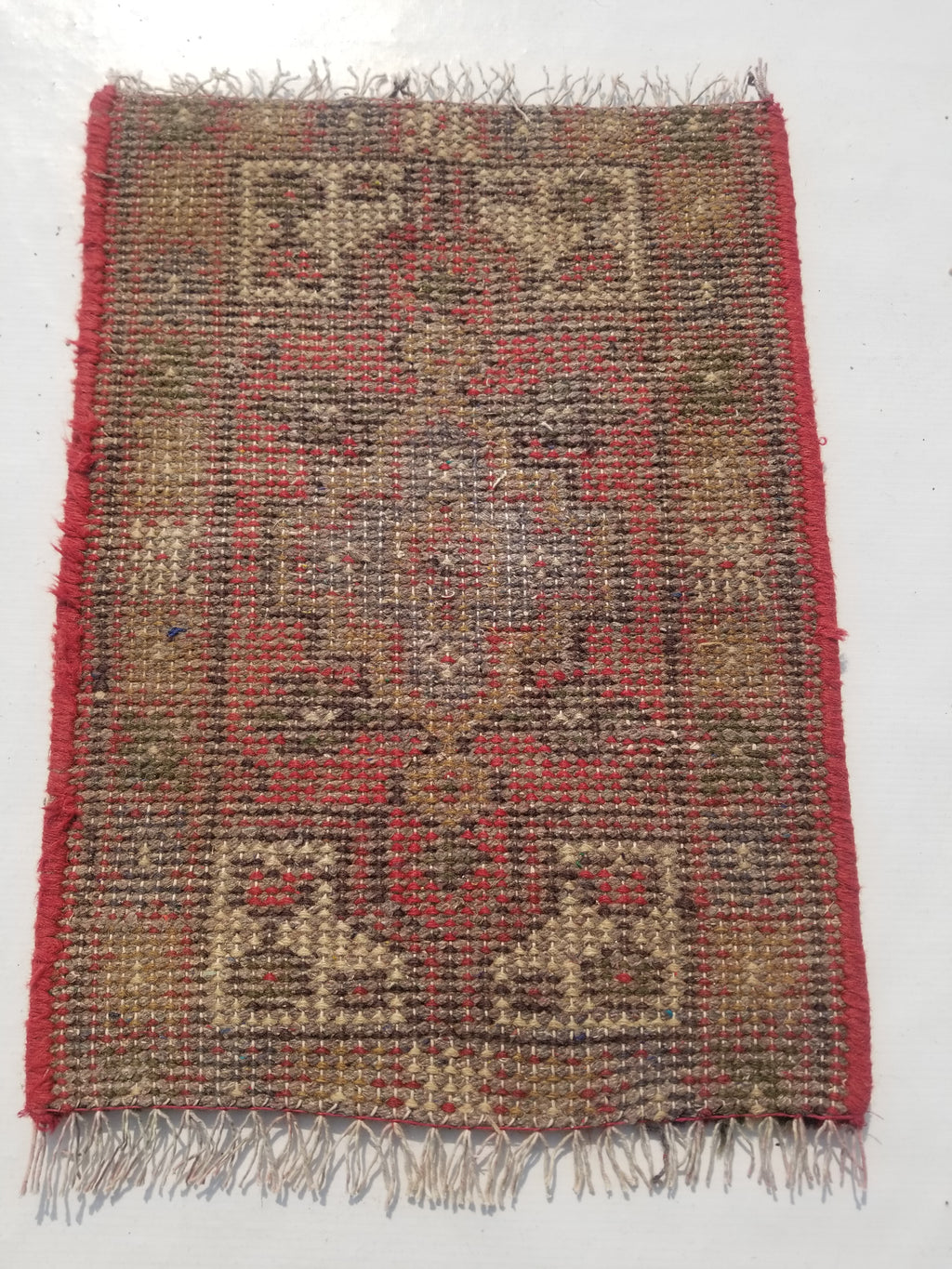 Antique Traditional Handmade Oriental Wool Multicolor Rug 51x38cm