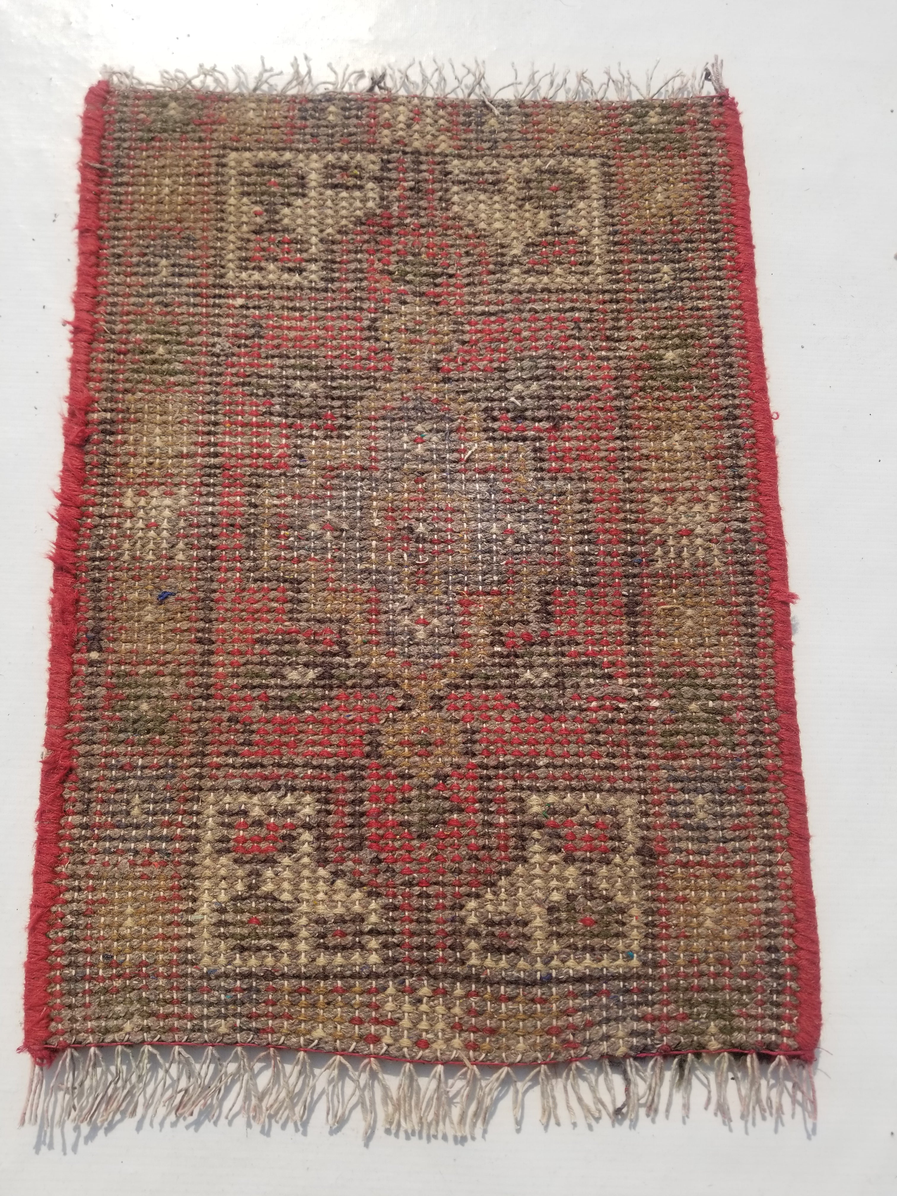 Antique Traditional Handmade Oriental Wool Multicolor Rug 51x38cm