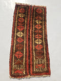 Distressed Antique Traditional Handmade Oriental Wool Multicolor Rug 55x28cm