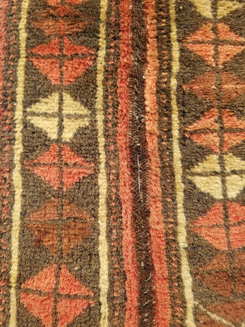 Distressed Antique Traditional Handmade Oriental Wool Multicolor Rug 55x28cm