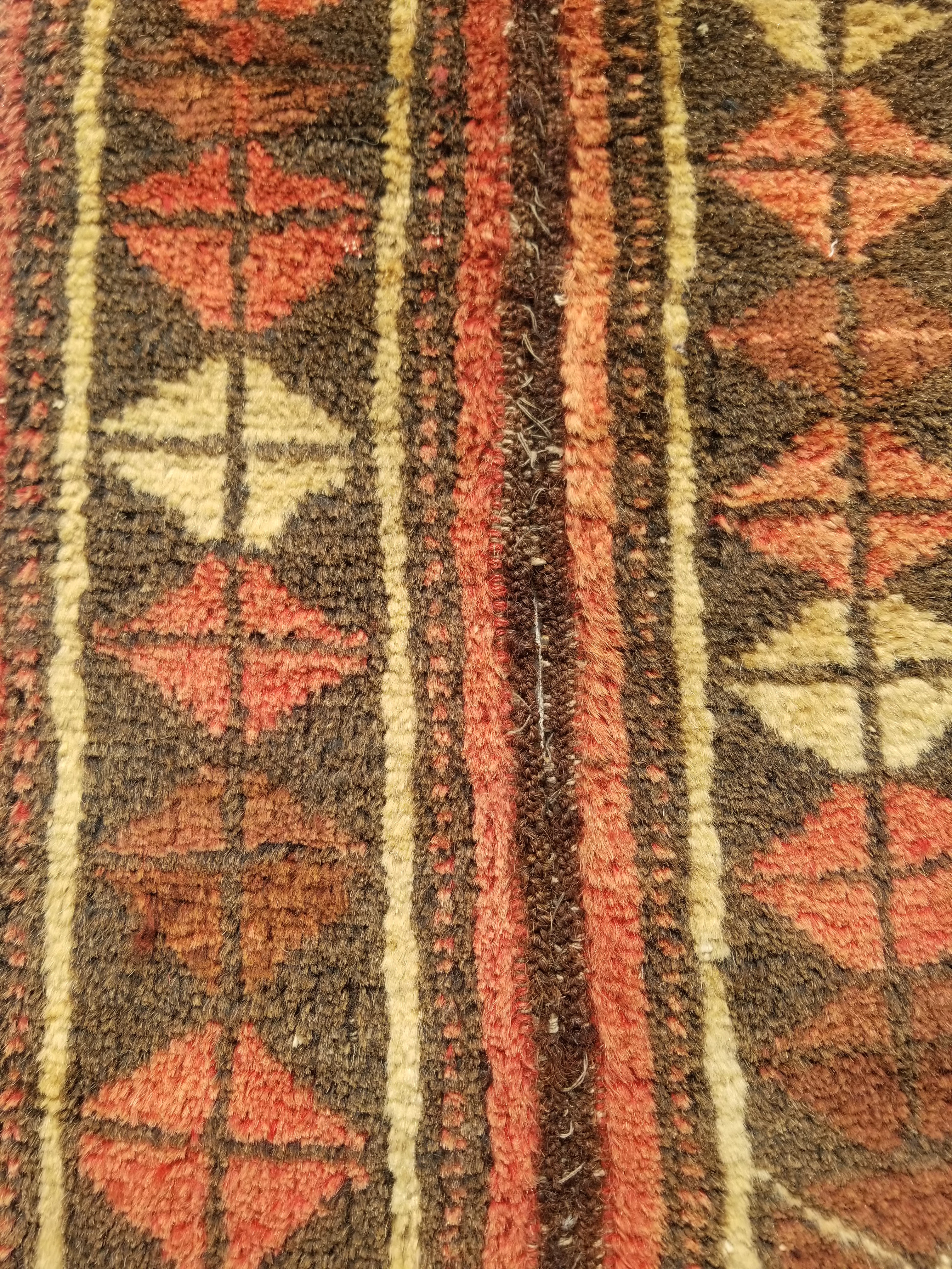 Distressed Antique Traditional Handmade Oriental Wool Multicolor Rug 55x28cm