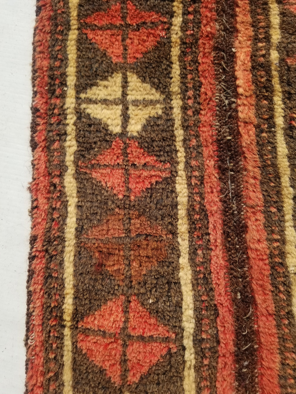 Distressed Antique Traditional Handmade Oriental Wool Multicolor Rug 55x28cm