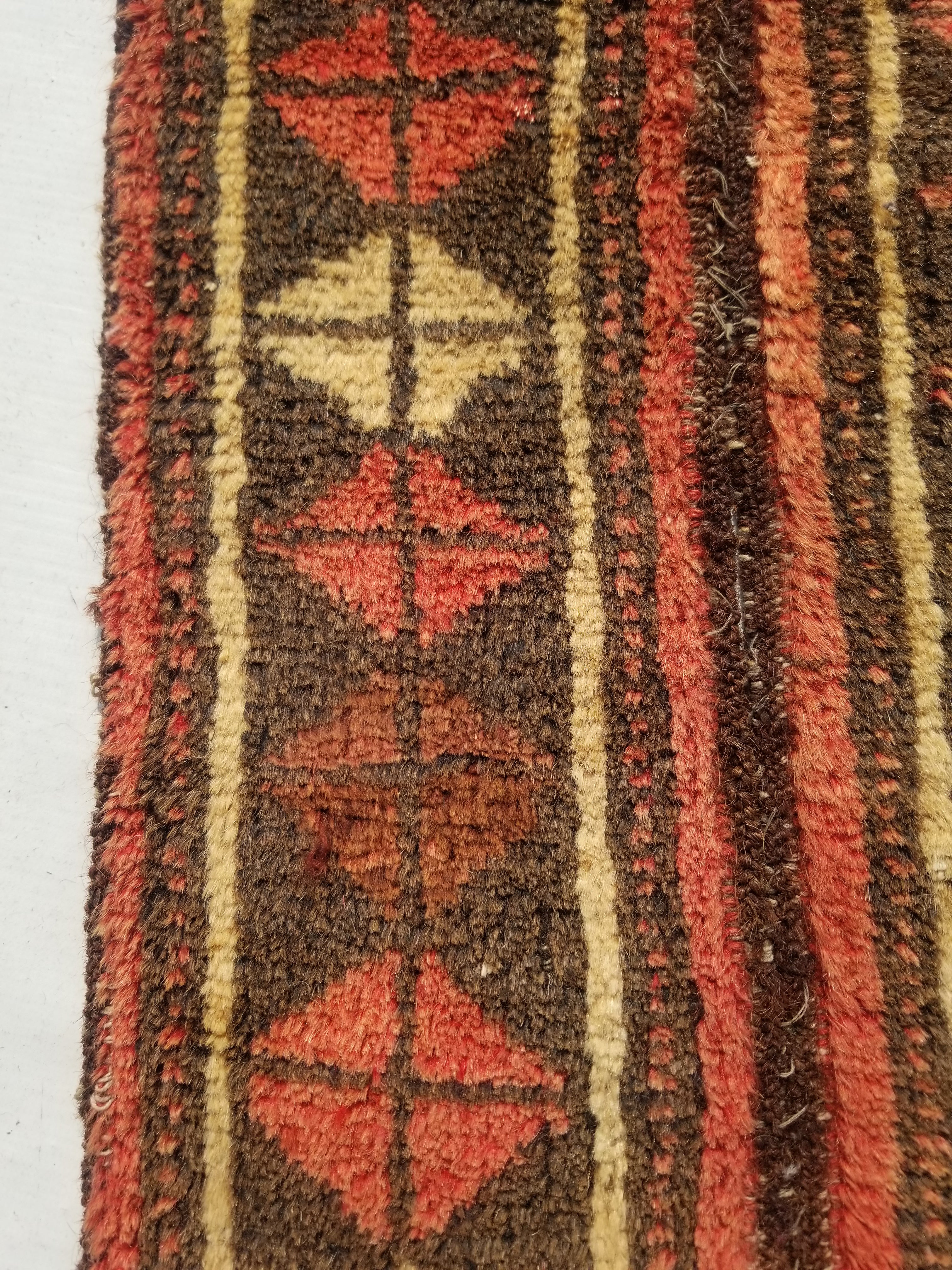 Distressed Antique Traditional Handmade Oriental Wool Multicolor Rug 55x28cm