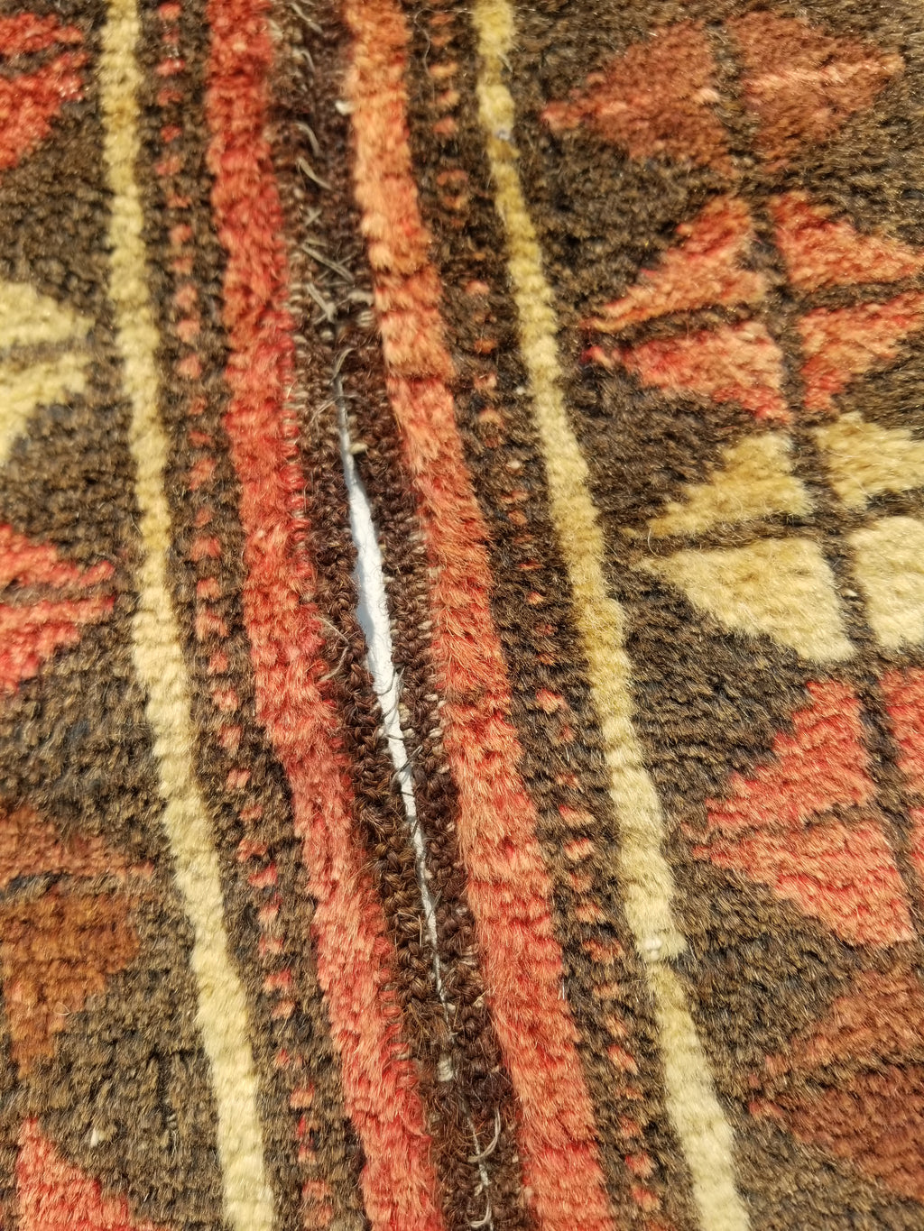 Distressed Antique Traditional Handmade Oriental Wool Multicolor Rug 55x28cm