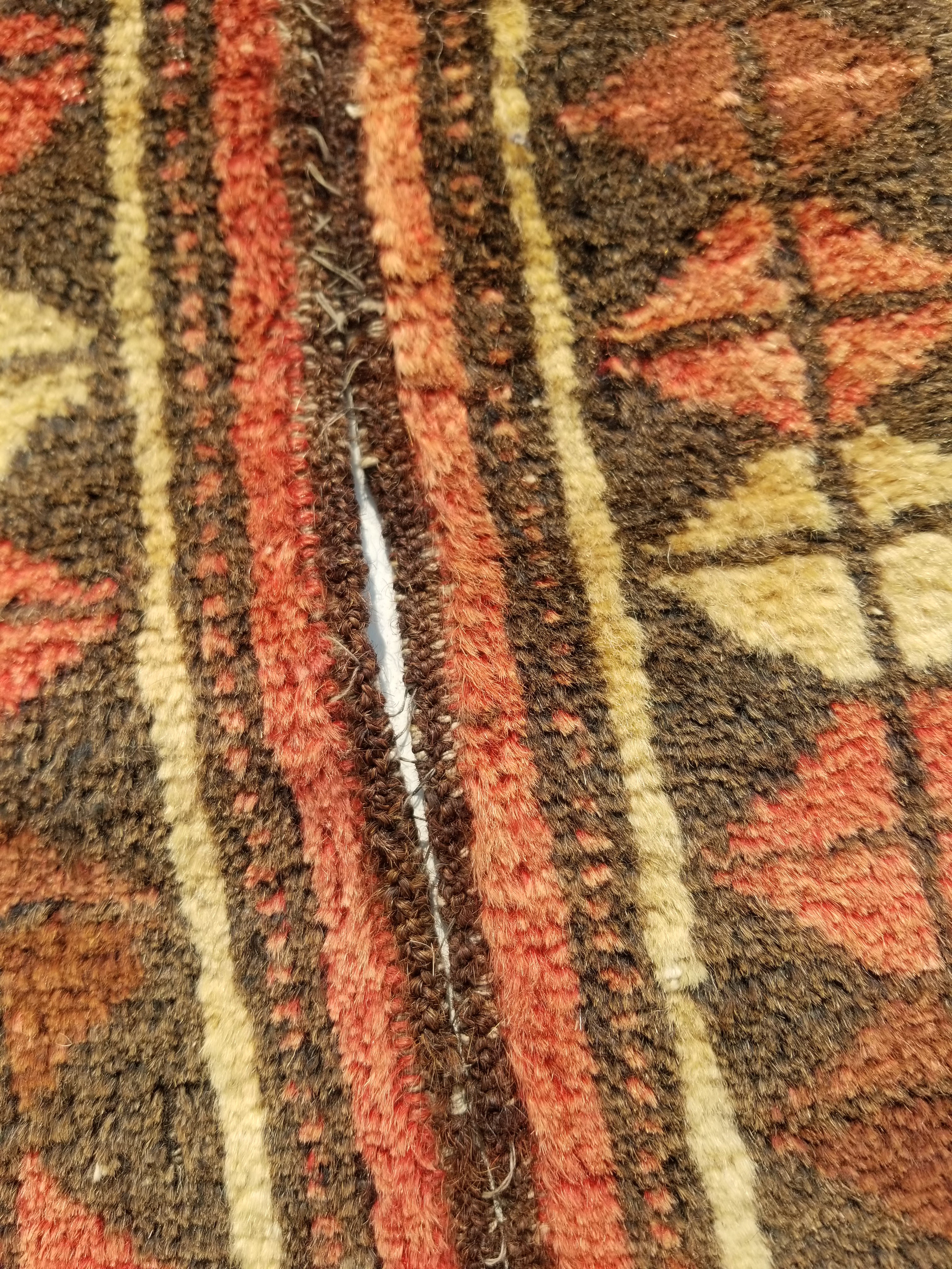 Distressed Antique Traditional Handmade Oriental Wool Multicolor Rug 55x28cm