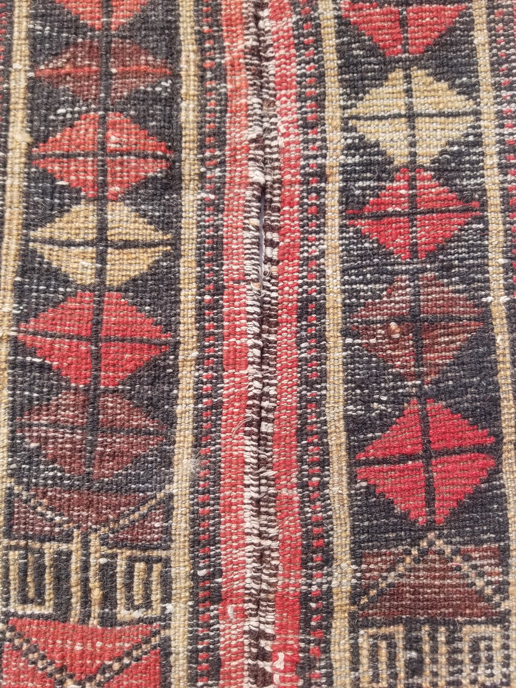 Distressed Antique Traditional Handmade Oriental Wool Multicolor Rug 55x28cm