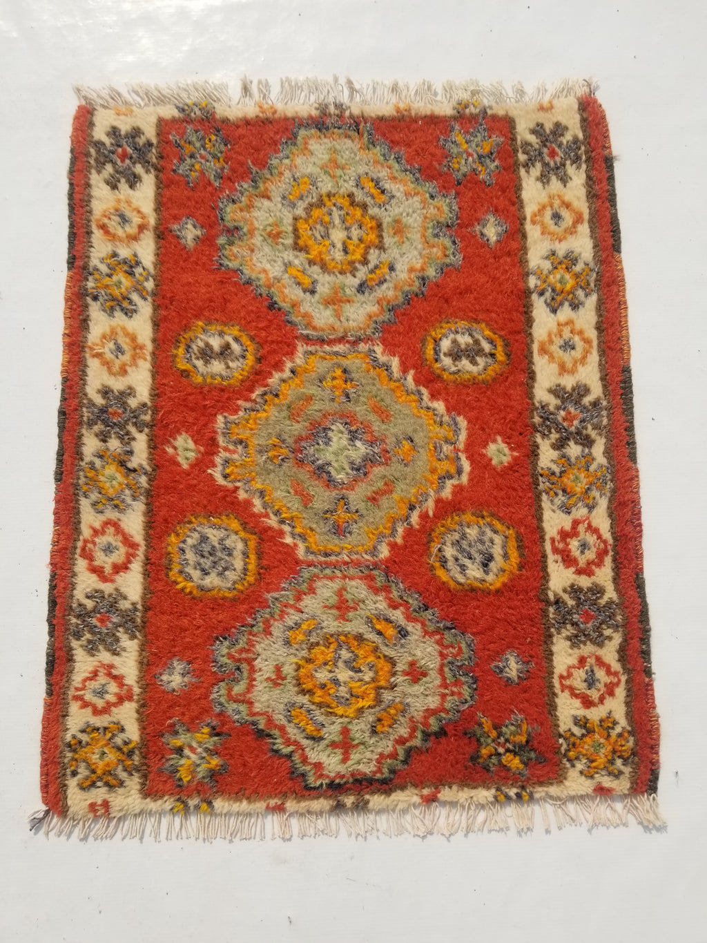 Antique Traditional Handmade Oriental Wool Multicolor Rug 51x38cm