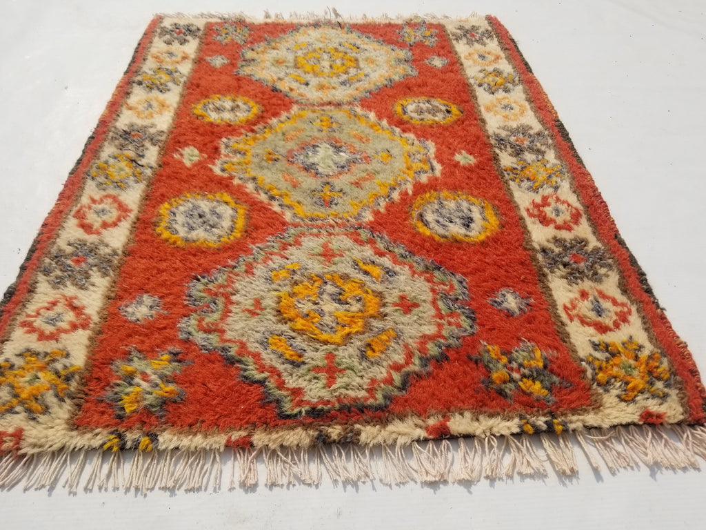 Antique Traditional Handmade Oriental Wool Multicolor Rug 51x38cm