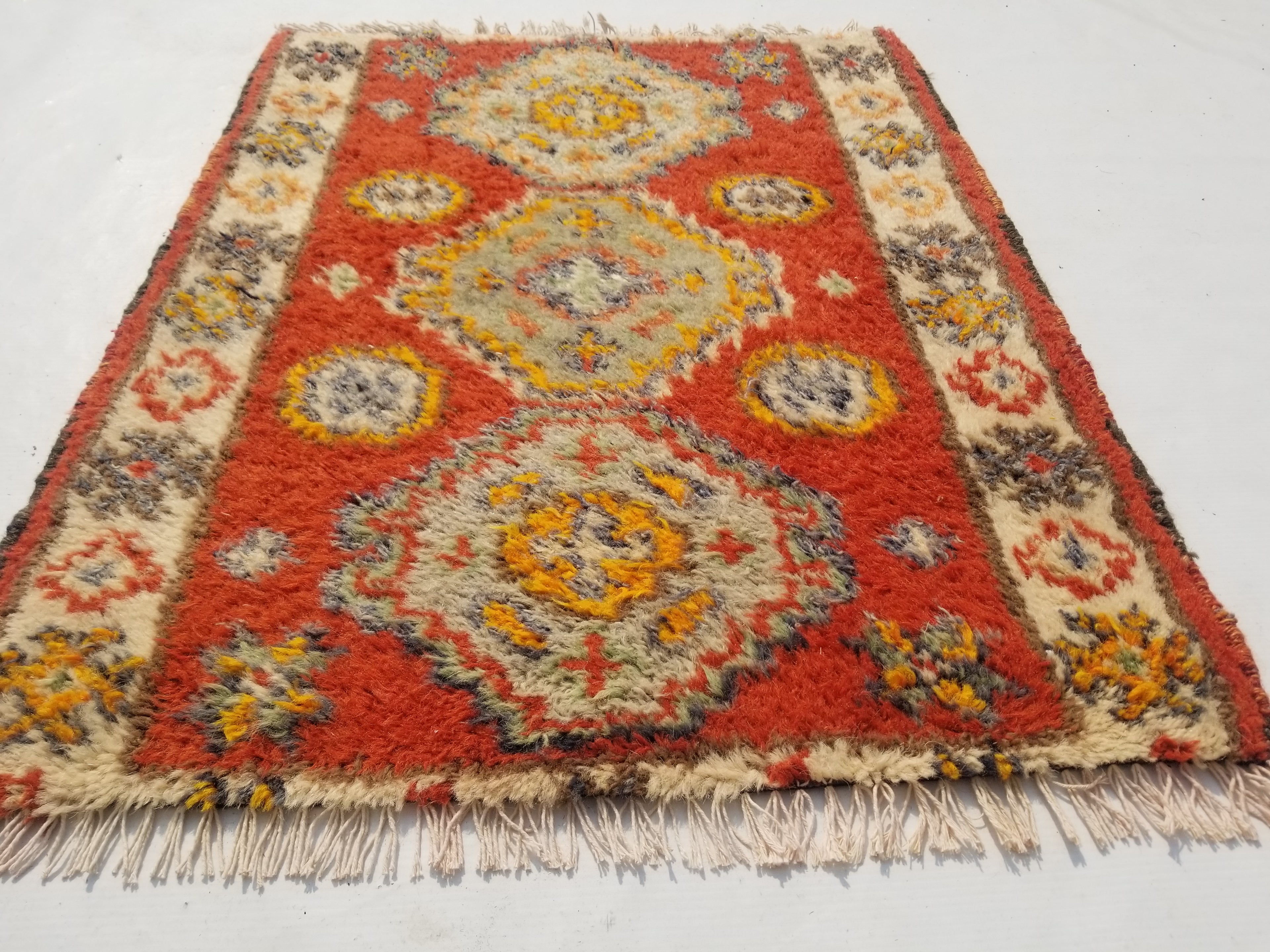 Antique Traditional Handmade Oriental Wool Multicolor Rug 51x38cm